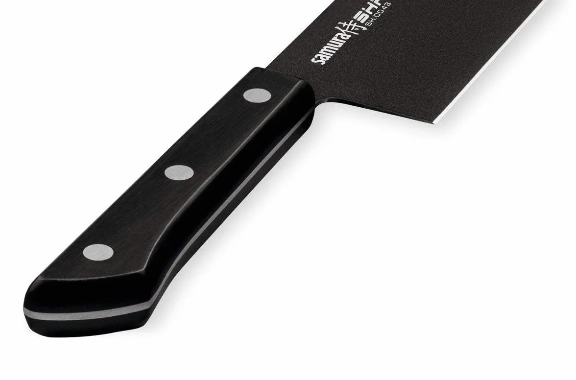 SAMURA Nóż Nakiri stal 17 cm AUS-8 hartowany 58-59 HRC czarna powłoka