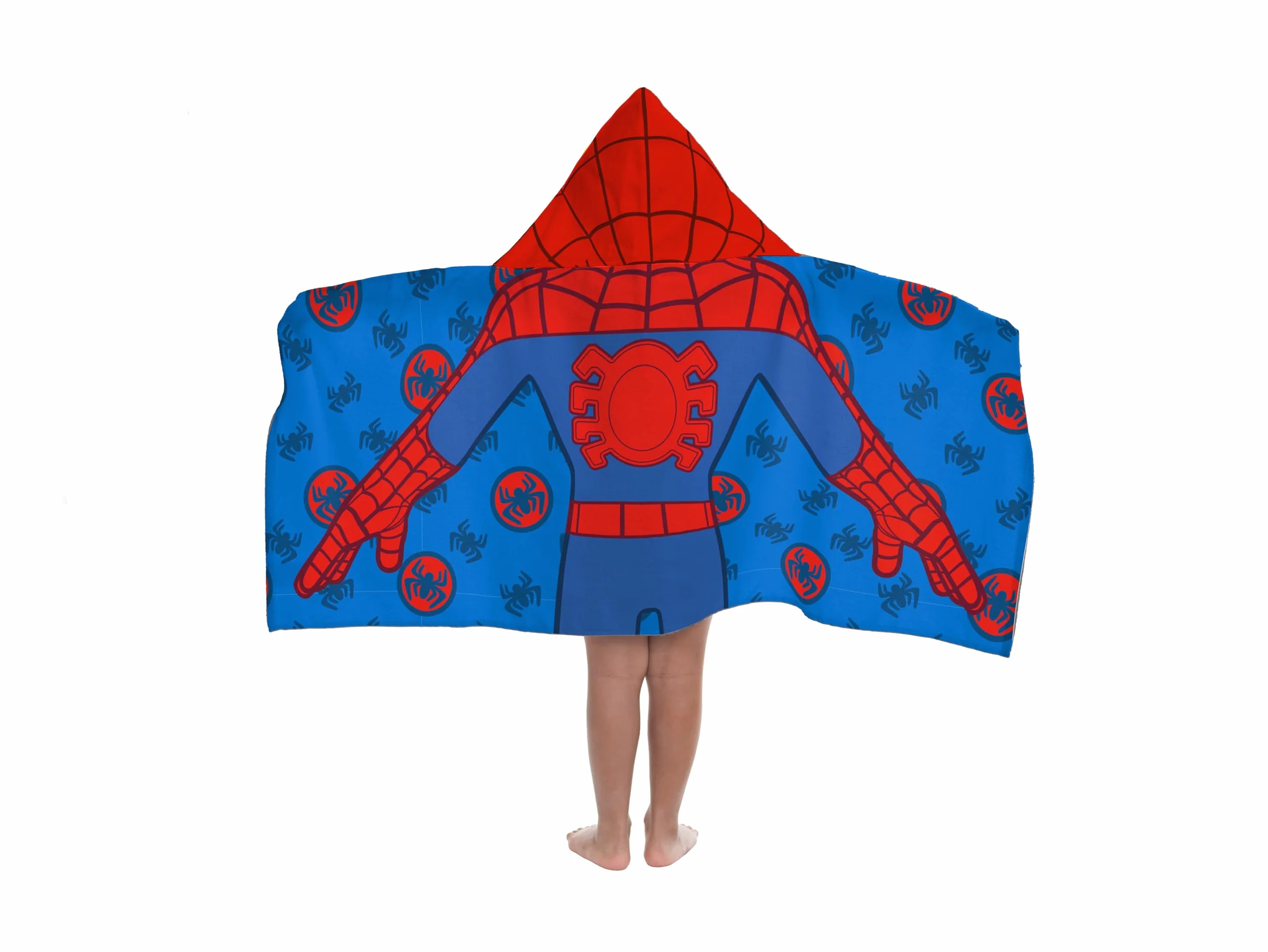 Jay Franco Marvel Spidey i jego fajni przyjaciele - ręcznik z kapturem 56 × 56 cm dla dzieci, super miękki do łazienki, plaży, basenu i podróży, oficjalnie licencjonowany produkt, niebieski