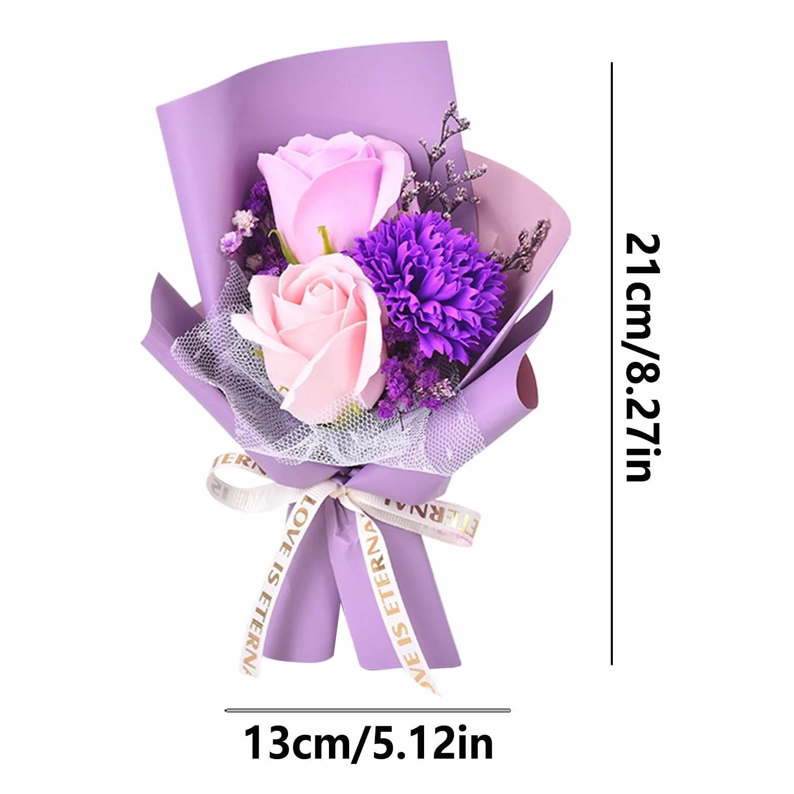 Sztuczne kwiaty bukiet mydlany 8,27 x 5,12 inch naturalna kompozycja