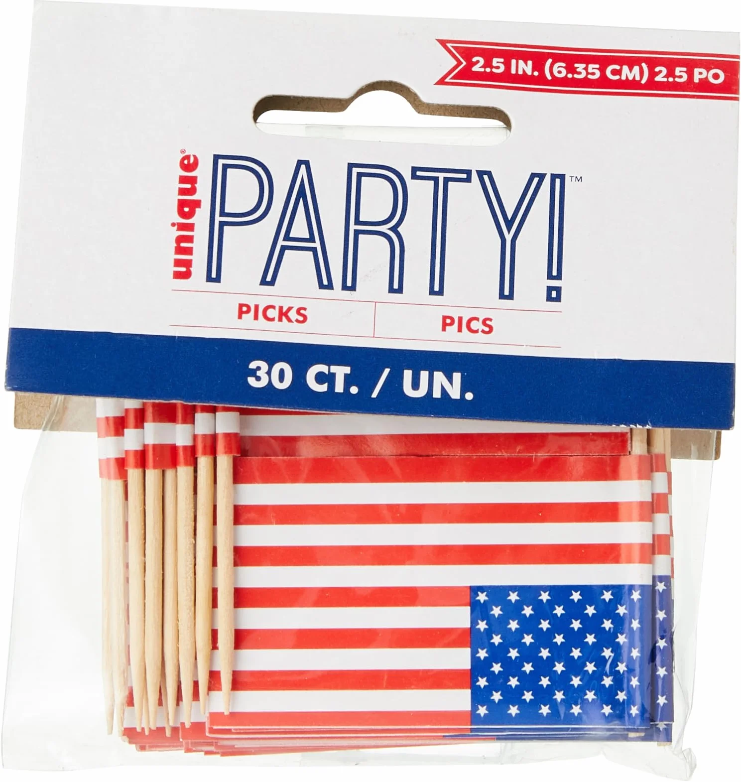 Cupcake Toppers amerykańska flaga wielokolorowe opakowanie 30 sztuk