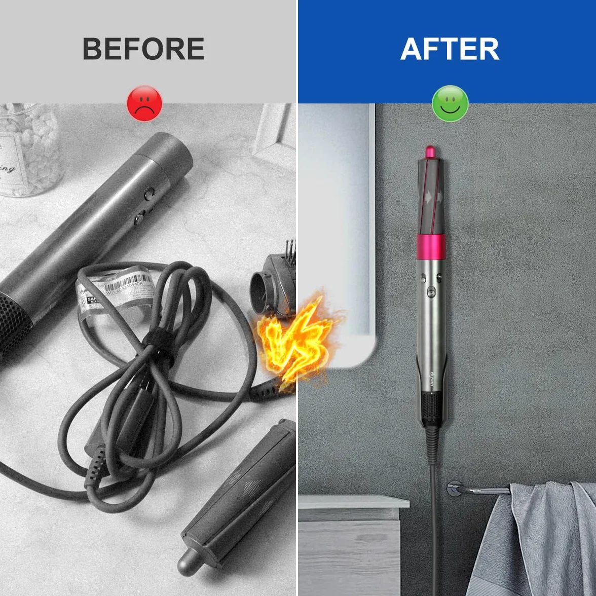 LANMU Uchwyt ścienny kompatybilny z Dyson Airwrap Styler, organizer do przechowywania, szary