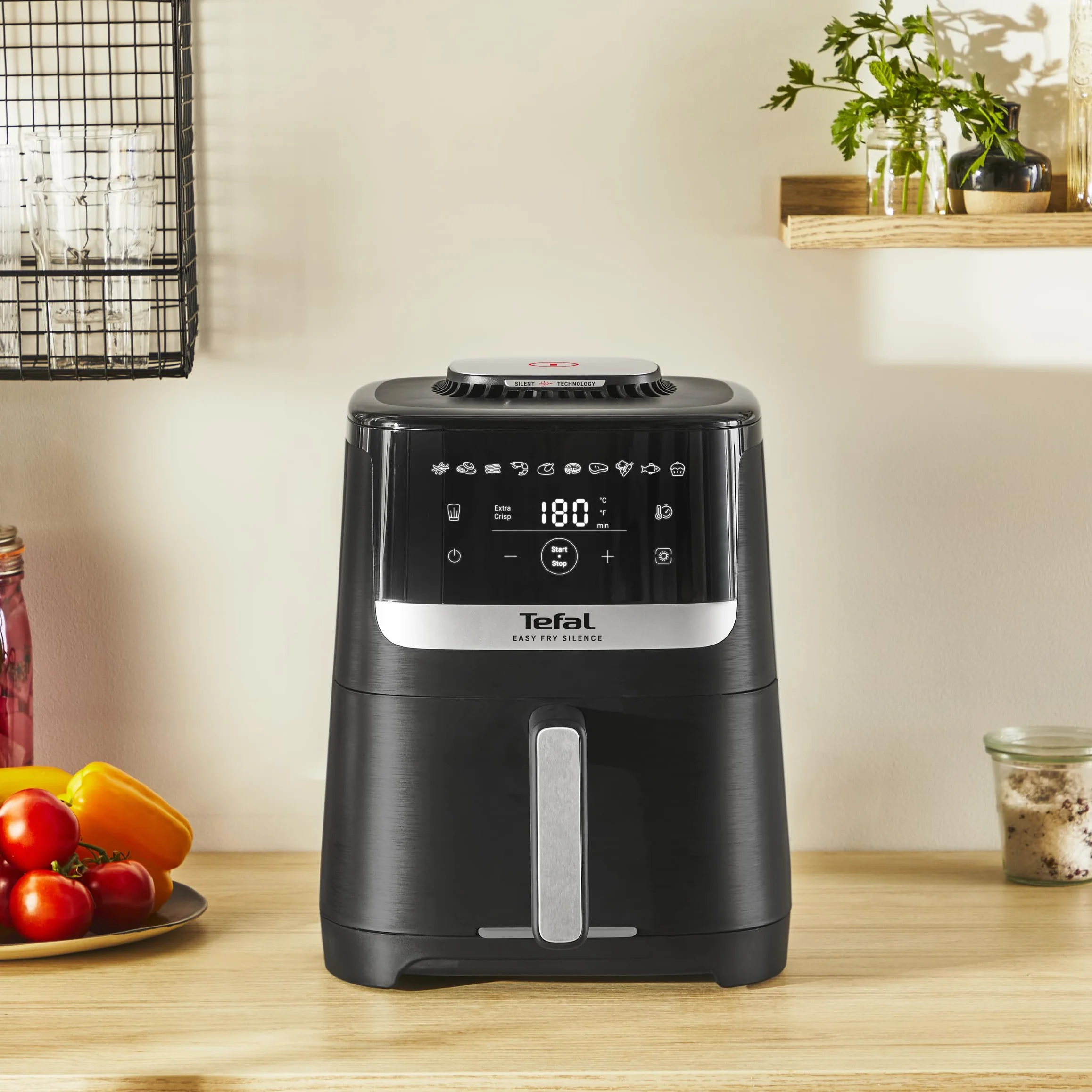 TEFAL EY5528 Frytkownica beztłuszczowa Easy Fry Silence 1670W 5l 40-220°C czarna