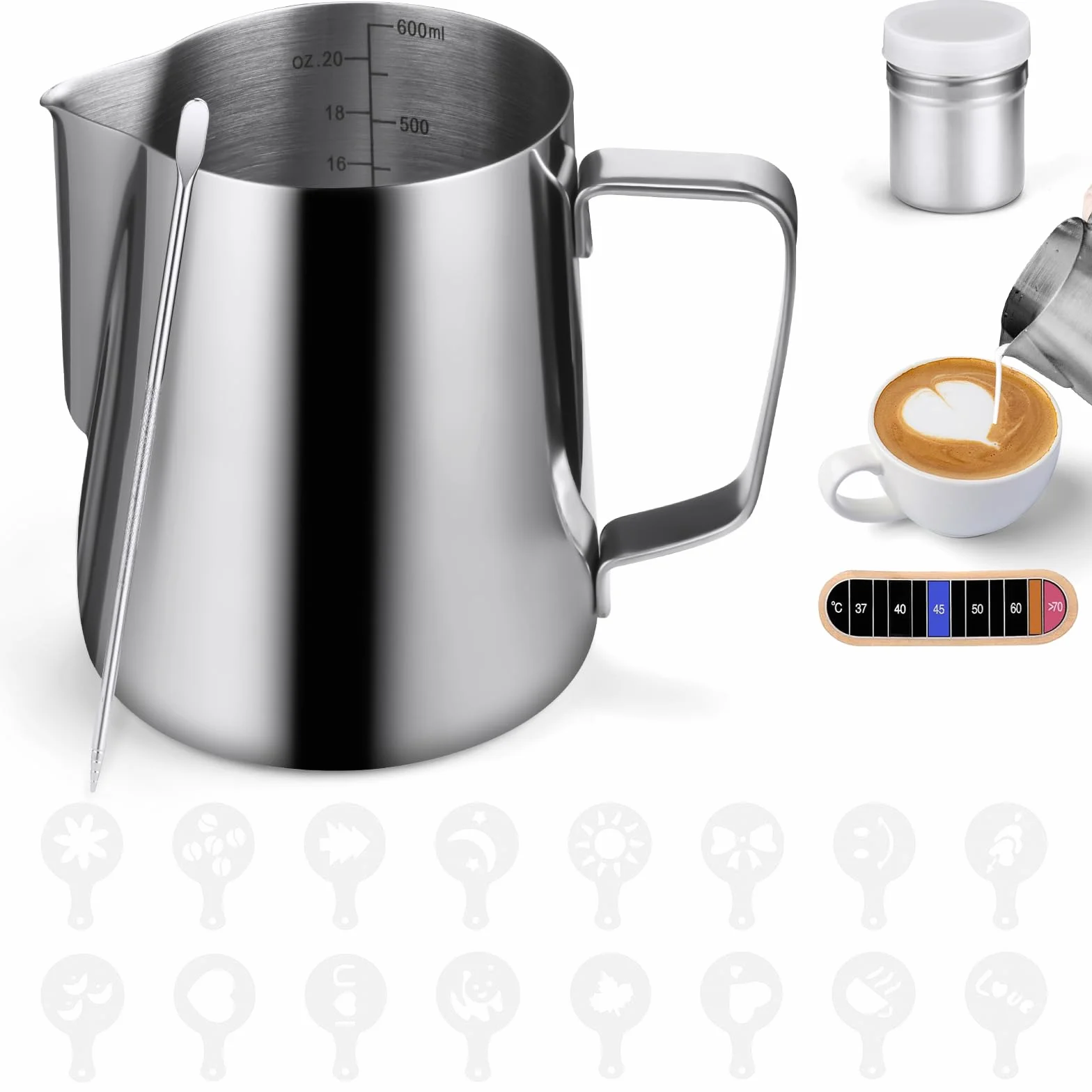Dzbanek do spieniania mleka 600 ml ze stali nierdzewnej do ekspresu do kawy