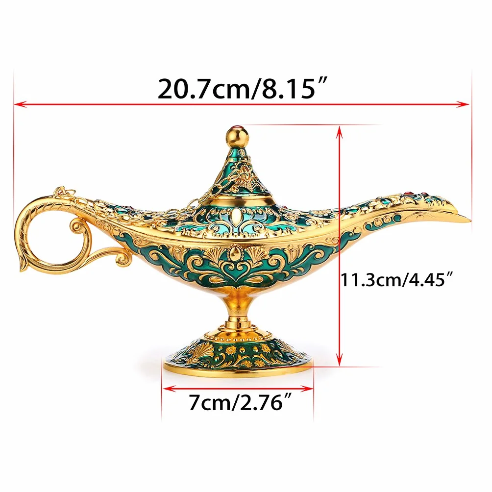 BTSKY Klasyczna luksusowa lampa w magicznym stylu Aladyna z pudełkiem na prezent, wykwintne światło retro Aladyna, cudowna lampa, tekstylia domowe, dekoracja stołu, rzemiosło artystyczne, zielona