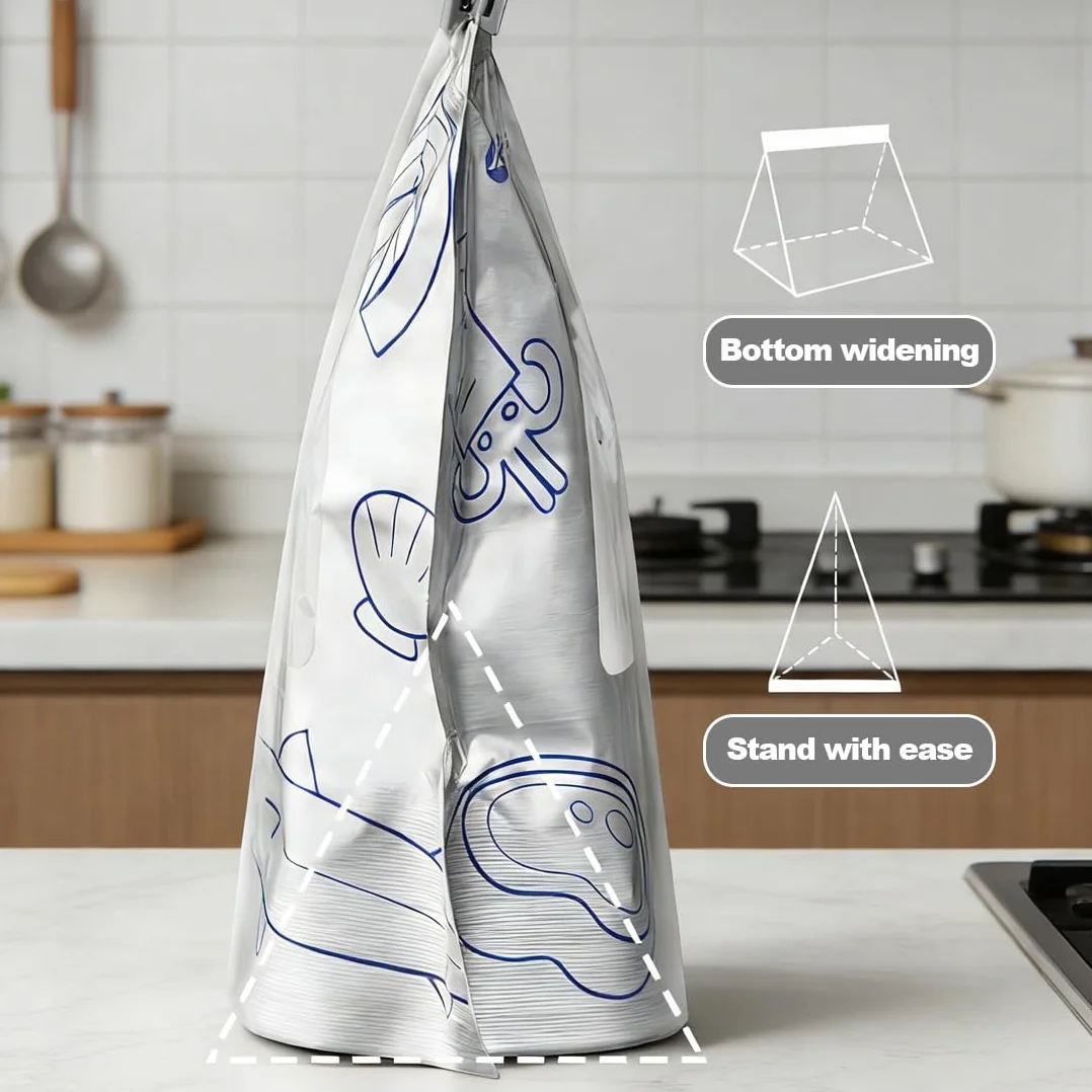 Yuragim 30 sztuk worków do zamrażania z zamkiem błyskawicznym, do przechowywania żywności, wielokrotnego użytku, z folii aluminiowej, torby do zamrażania żywności z zamkiem błyskawicznym, na owoce