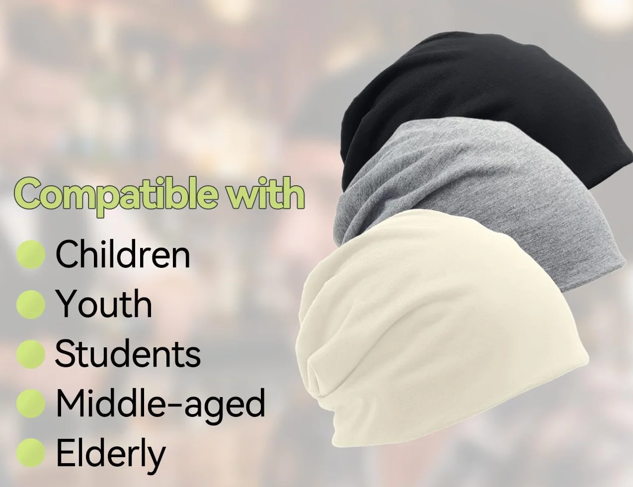Slouchy cienka czapka beanie, 3 sztuki, dla kobiet i mężczyzn, chemiczne nakrycie głowy, elastyczna czapka do biegania (czarna, biała, szara)