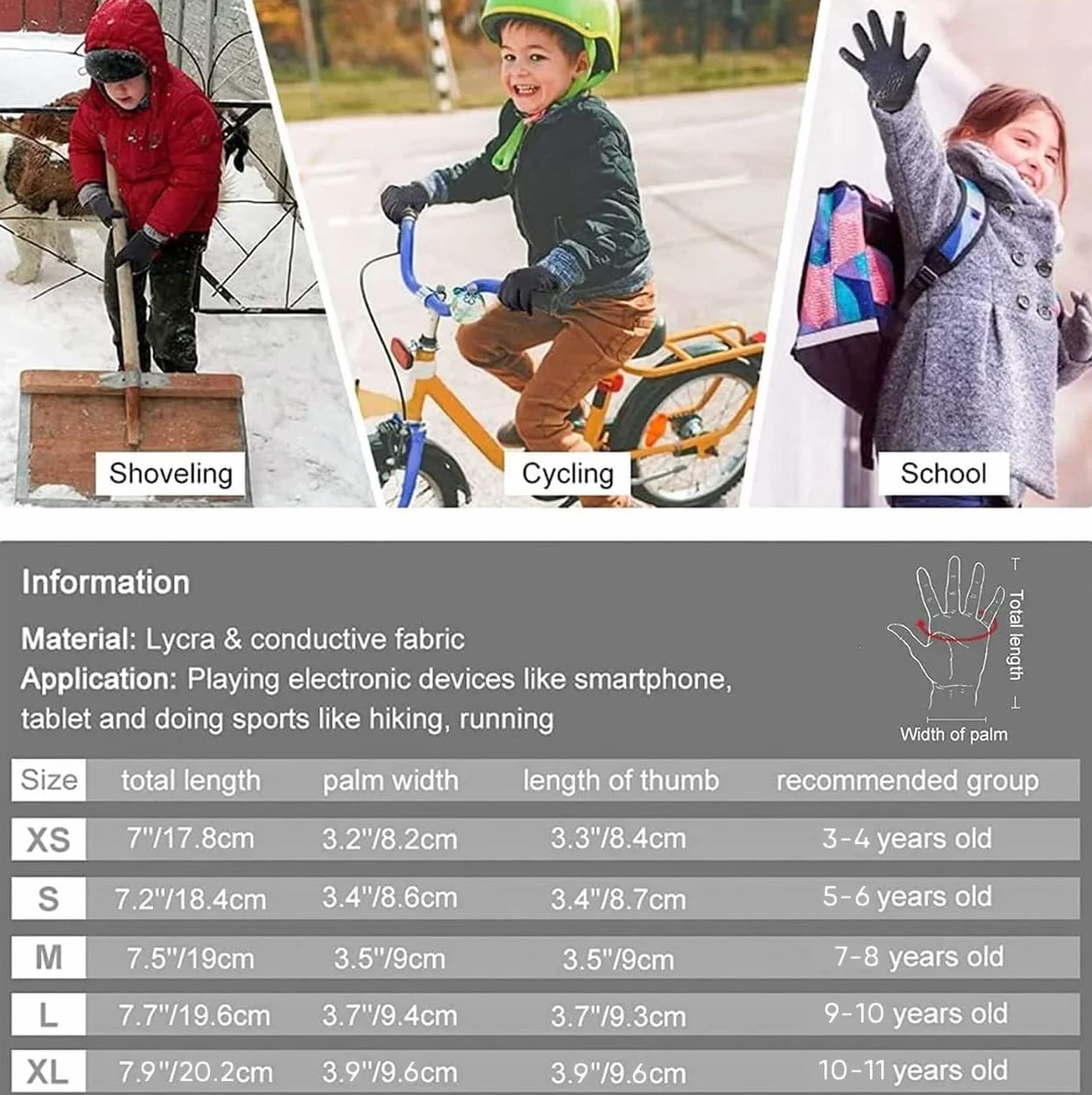 Zimowe rękawice rowerowe dla dzieci, chłopców i dziewcząt, ekran dotykowy, antypoślizgowe, termiczne, narciarstwo, sport, piłka nożna, camping