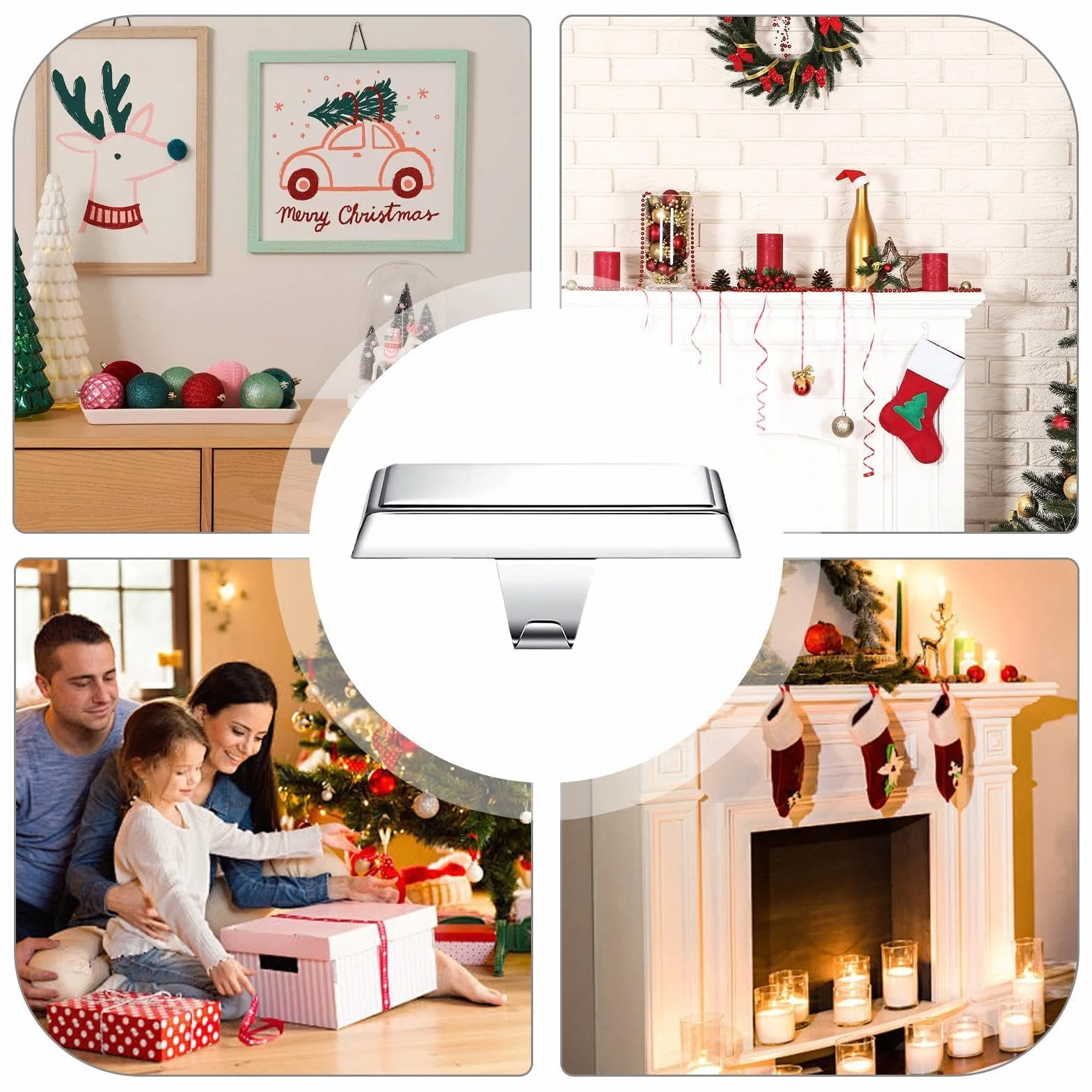 Metal Stocking Rack Base for Fireplace Heavy Duty Non-slip Christmas Storage Holder
