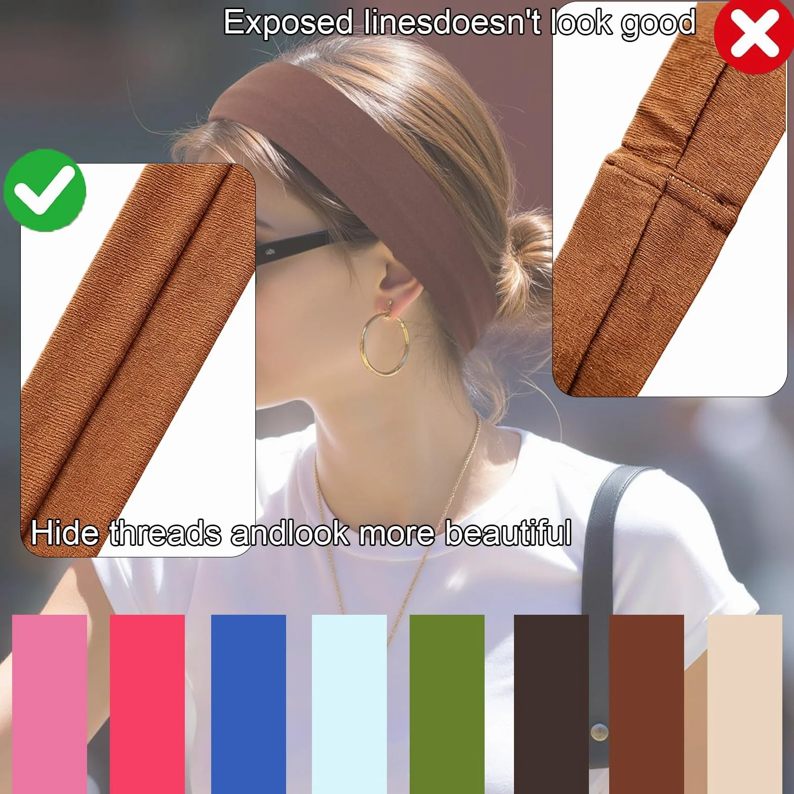 8 sztuk damskich opasek na czoło sportowych, 20 x 5 cm, na lato, pot, miękka, antypoślizgowa, z bawełny, 8 kolorów, antypoślizgowa, bawełniana, opaska przeciwpotowa, różne kolory, elastyczna