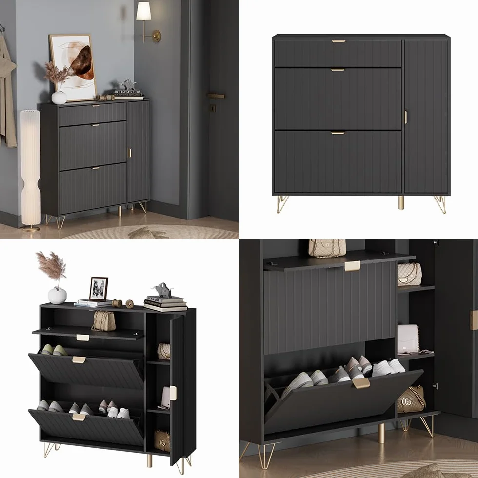 Vicco Szafka na buty Helge Czarny 108 x 107.5 cm