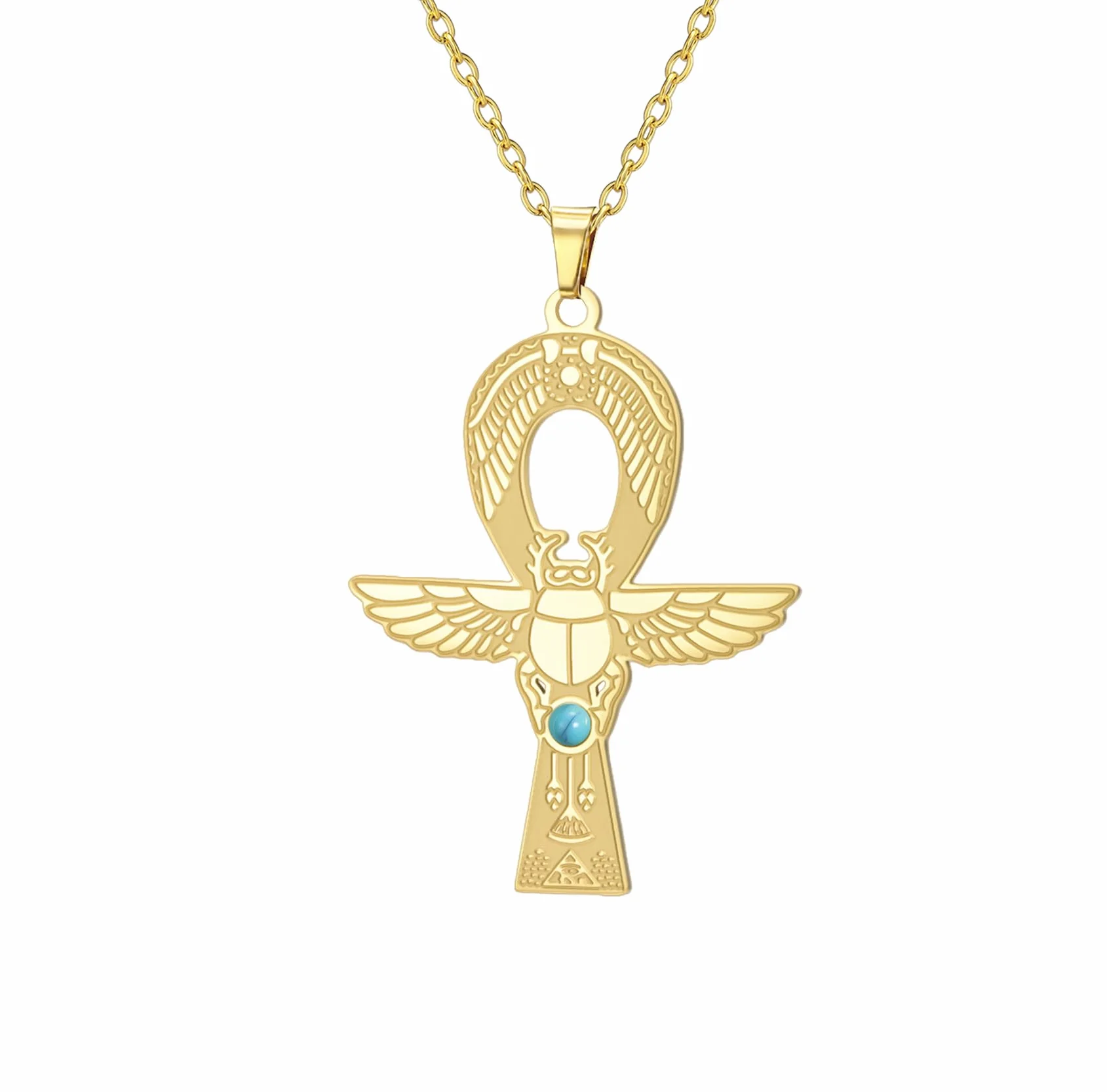 Ankh Cross Scarab Beetle naszyjnik dla kobiet klucz życia egipska Izyda wisiorek starożytny egipski amulet ochronny biżuteria religijna kartusz prezent