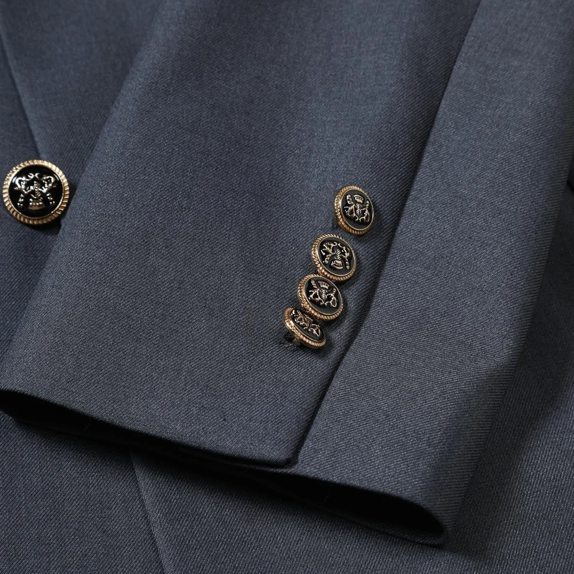 Allthemen 2-częściowa sukienka męska, slim fit, dwurzędowa, jednokolorowa, biznesowa, elegancka