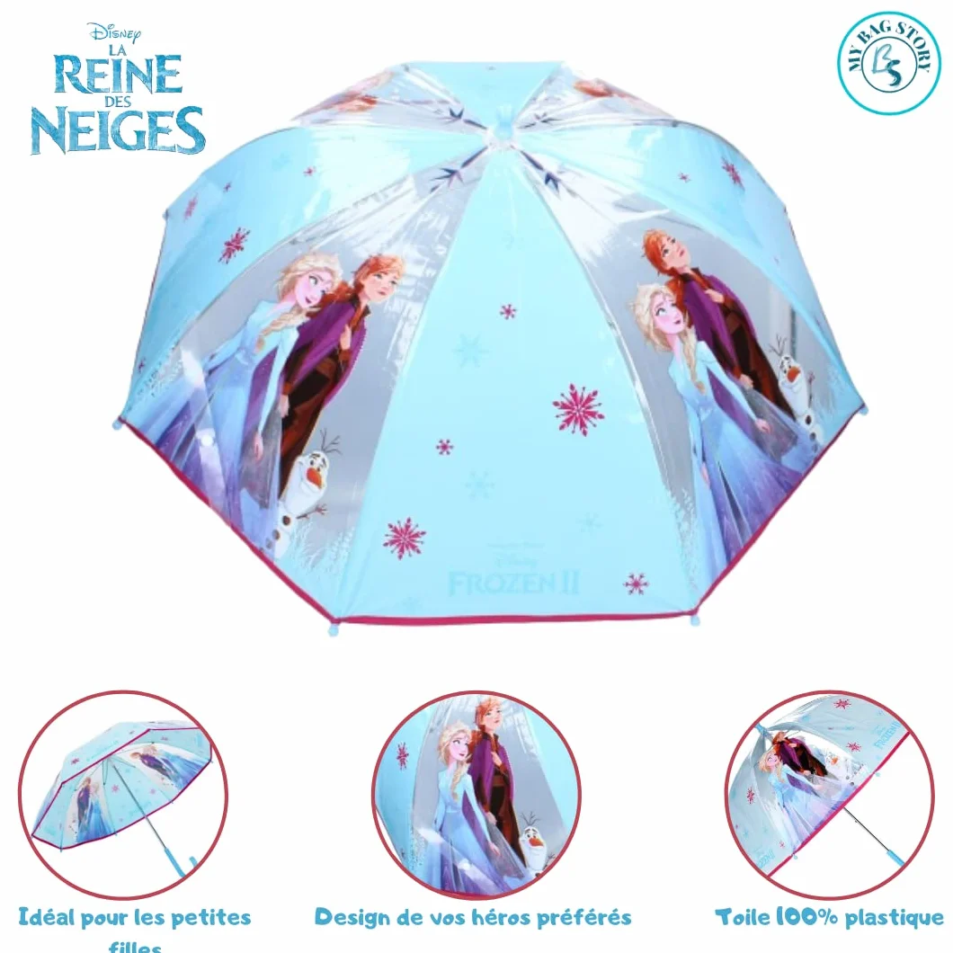 mybagstory - Parasol dla dzieci - Królowa Śniegu - Niebieski - Przedszkole - Wakacje - Parasol dla dziewczynki - 73 cm - Pomysł na prezent - Lekki - Kompaktowy - Otwieranie ręczne - Odporny - Odporny