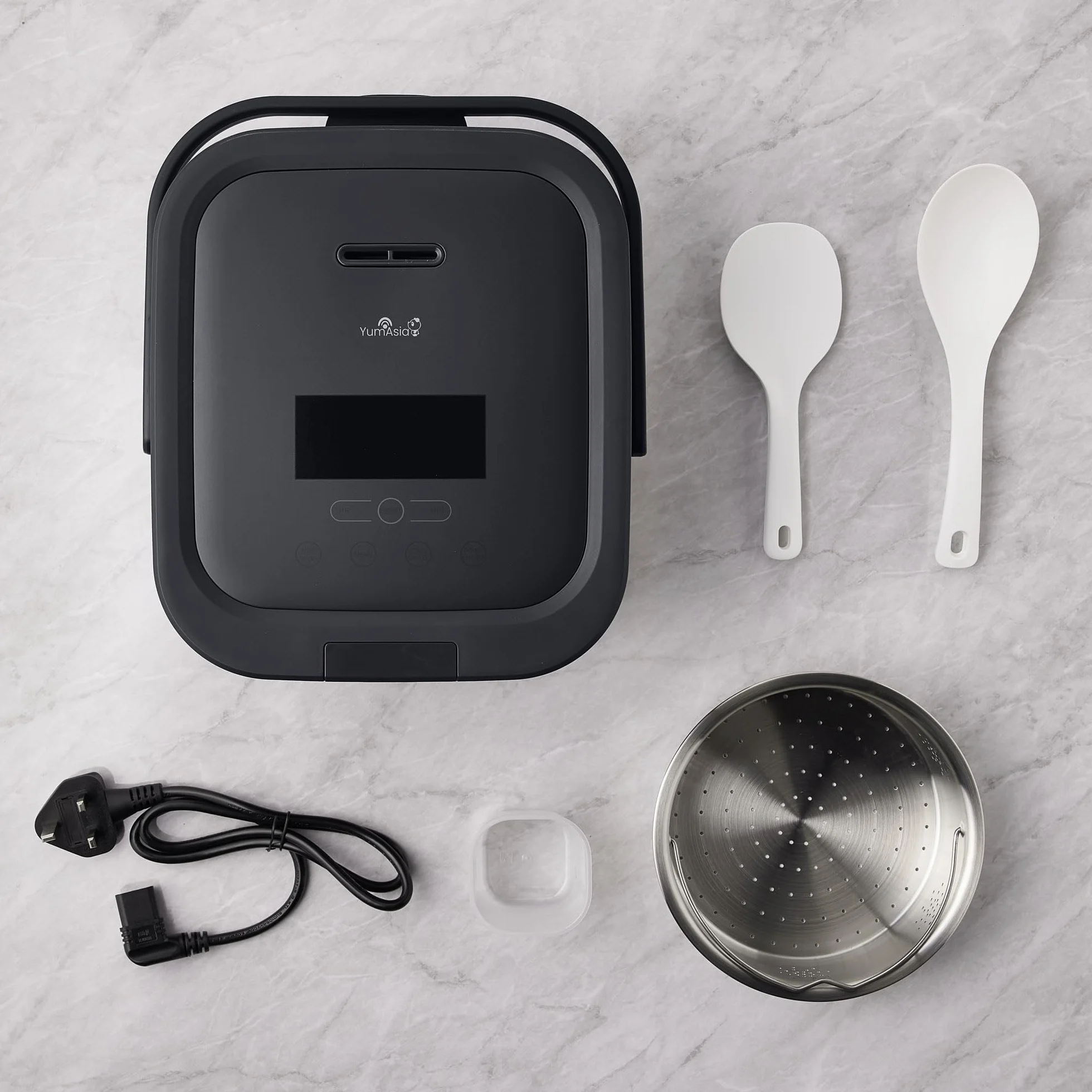 Yum Asia Hotaru Induction Heating Rice Cooker z ceramiczną miską 3 filiżanki 0,54 litra 7 funkcji ryżu 5 funkcji wielofunkcyjnych LED Slate Grey