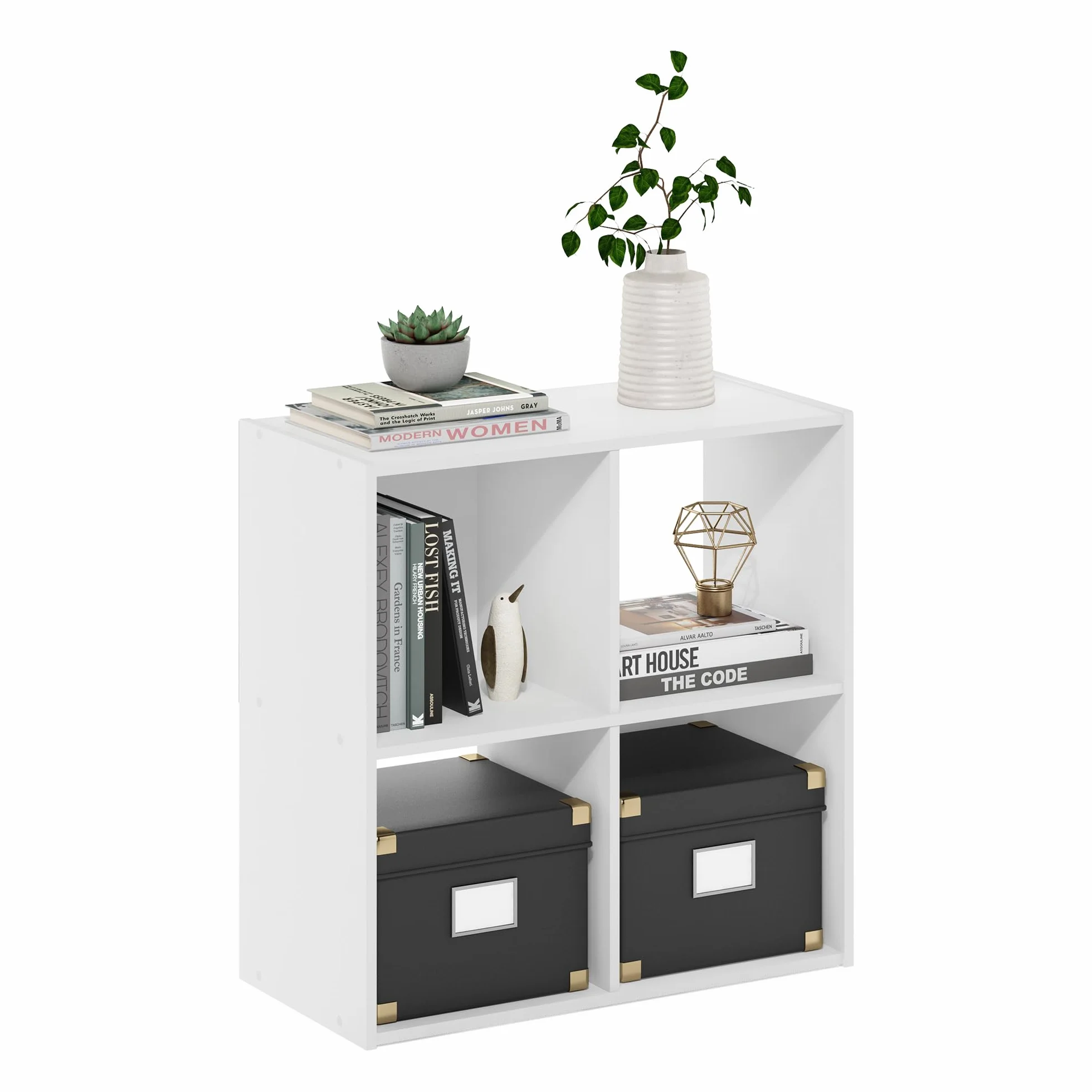 Furinno Pelli Sześcienna szafka do przechowywania biała 2x2