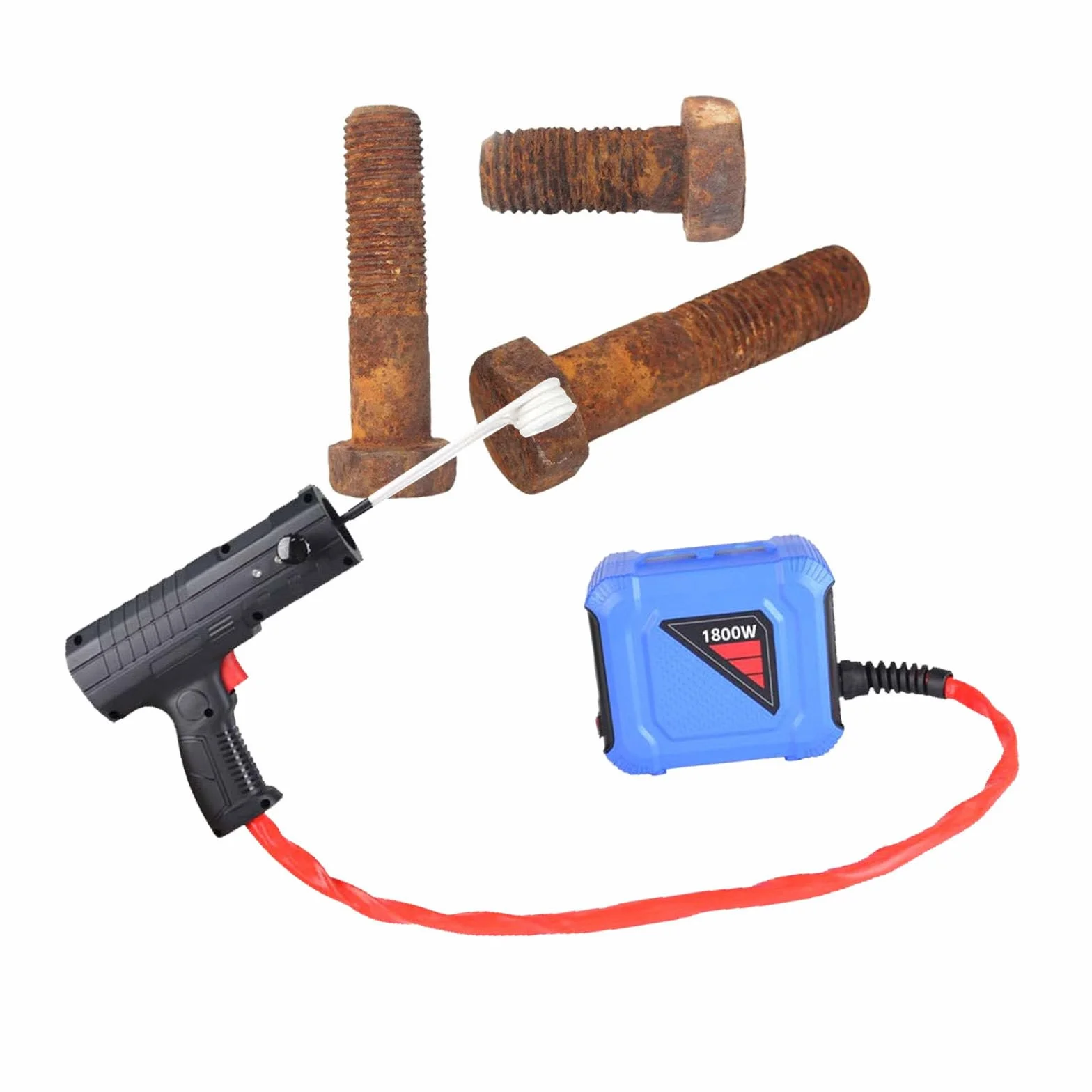 Elektromagnetyczny grzejnik indukcyjny – ręczny magnetyczny grzejnik indukcyjny 1800 W, zestaw z 4 cewkami, narzędzie do usuwania zardzewiałych śrub, indukcyjna śruba grzewcza (220 V)