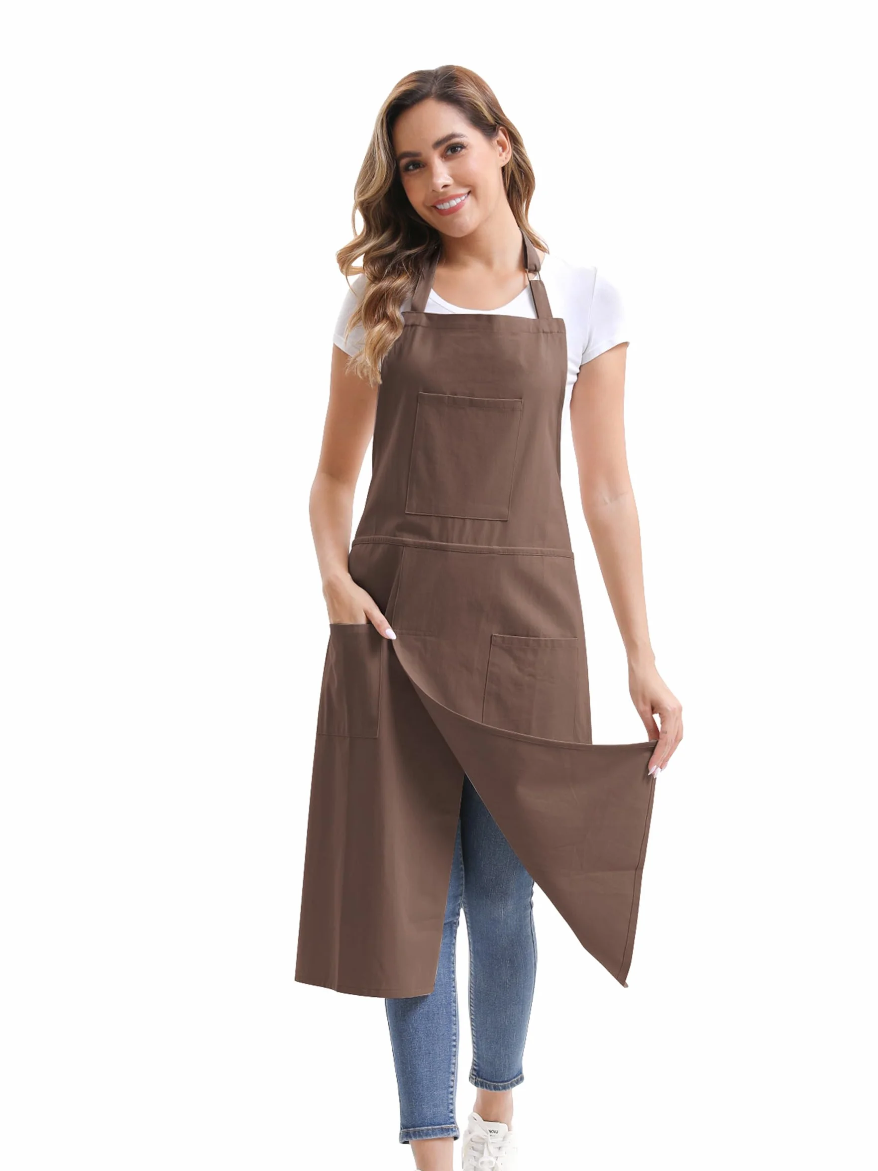 Nanxson Fartuch ceramiczny długi z rozciętą nogą 3 kieszenie regulowana klamra do koła ceramicznego DIY Art
