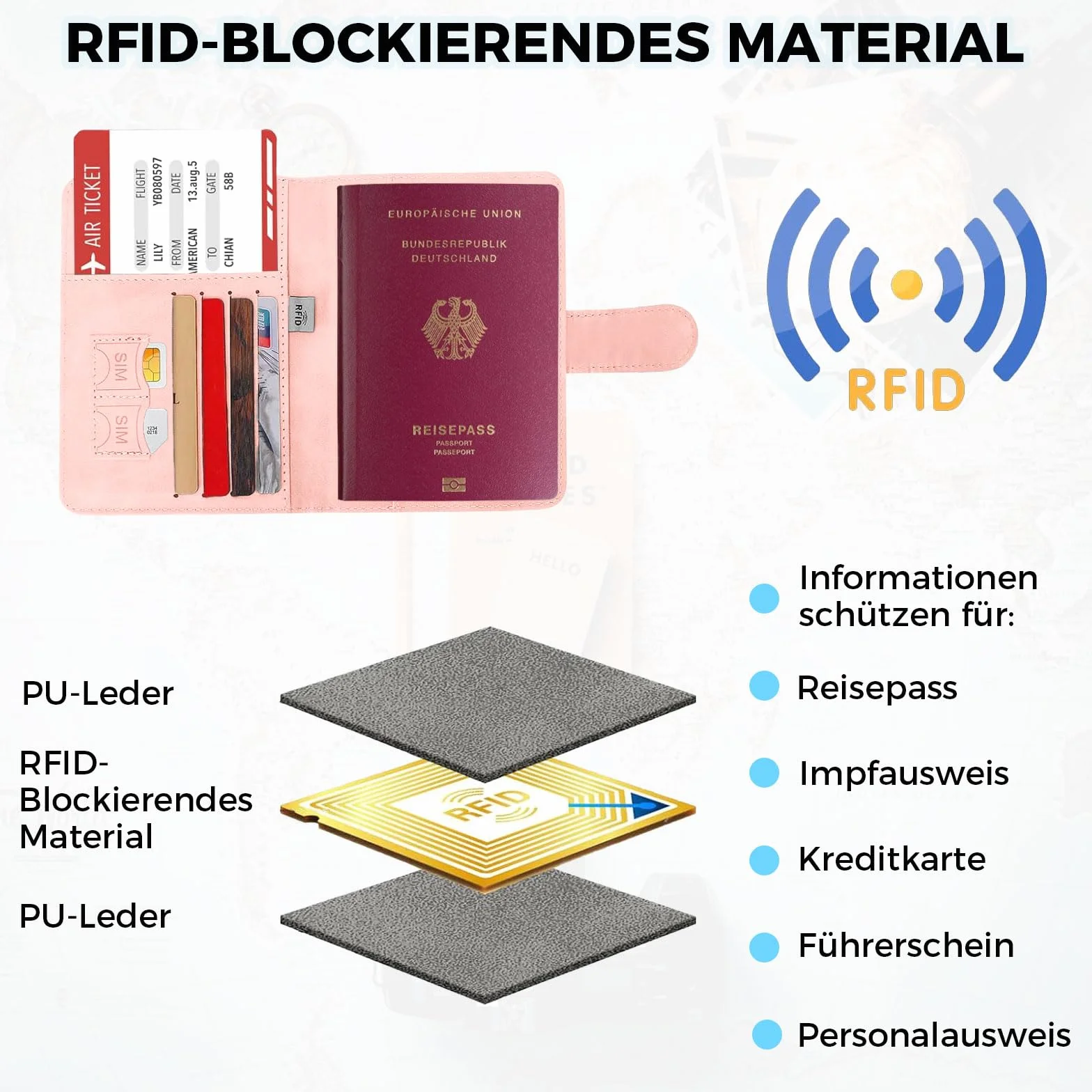 Etui na paszport, Różowa klamra magnetyczna 1 sztuka, /, Klasyczny