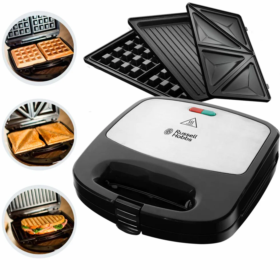 Russell Hobbs opiekacz do kanapek 3w1 (opiekacz, gofrownica, grill), moc 760W, możliwość mycia płyt w zmywarce (możliwość rozbudowy: Cake Pop, Mini Donut, Churros) Fiesta 24540-56