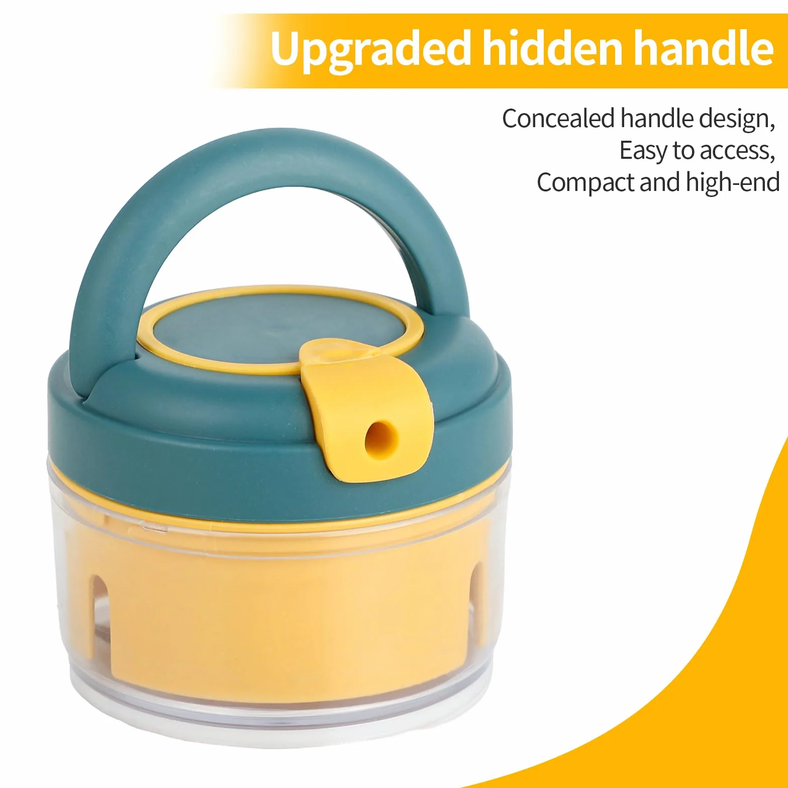 Krajalnica do cebuli – rozdrabniacz do cebuli 200 ml – tworzywo sztuczne PP – 5 sekund mini rozdrabniacz – do warzyw, cebuli, czosnku (żółto-niebieska)