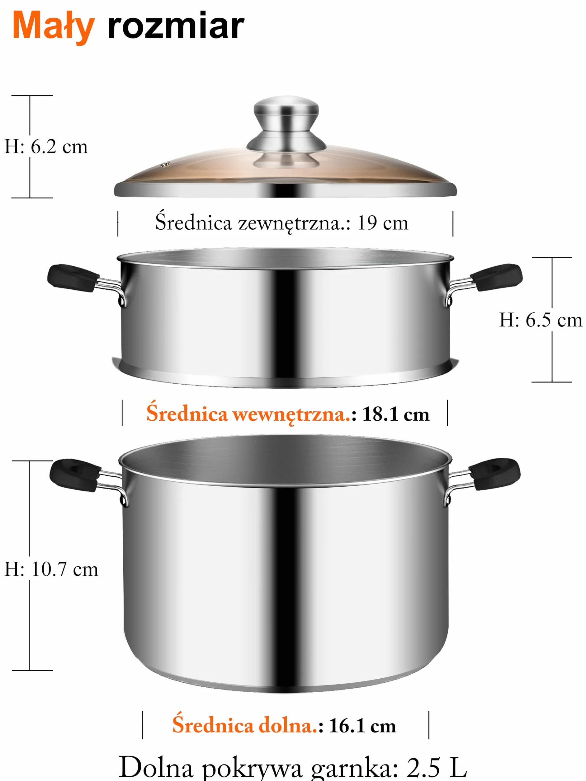 VENTION Parowar ze Stali Nierdzewnej 18 cm do Płyty Indukcyjnej 2 l