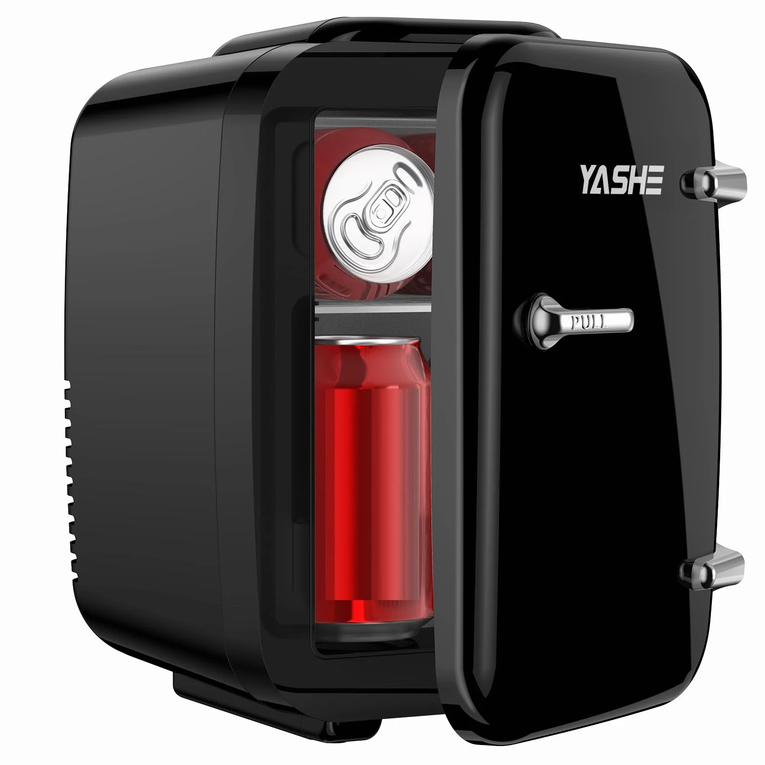 YASHE Mini lodówka, 4 litry, mini lodówki na kosmetyki, napoje, 220 V AC/12 V DC, termoelektryczne chłodzenie i ogrzewanie, mała lodówka do sypialni, biura, mieszkania, samochodu (czarna)