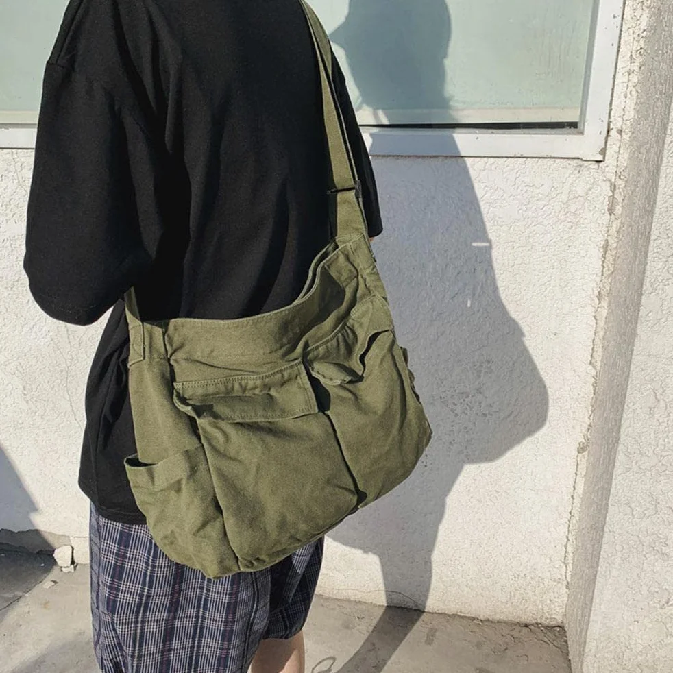 Torba na ramię, Torba na messenger Canvas Duża pojemność Hobo Crossbody Bag z wieloma kieszeniami Casual Bags Shoulder Tote Bag for Women and Men,34 * 15 * 40cm