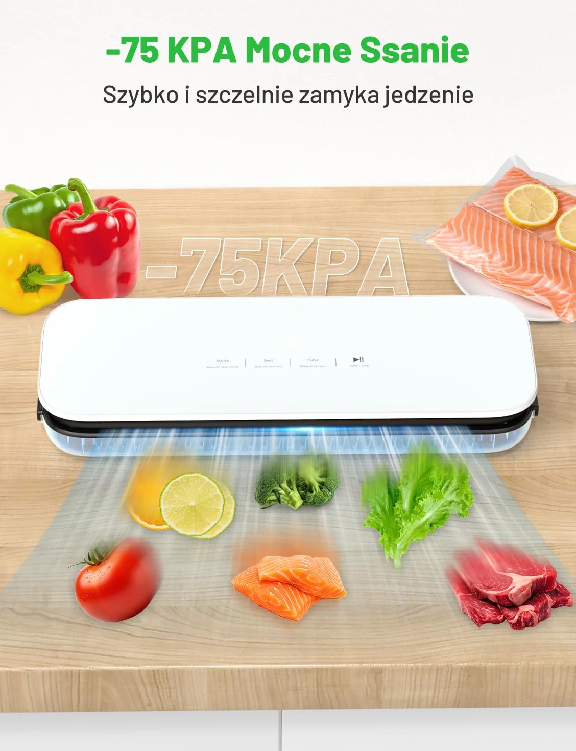 Urządzenie do pakowania próżniowego 75 kPa z cyfrowym wyświetlaczem, szklany wkład