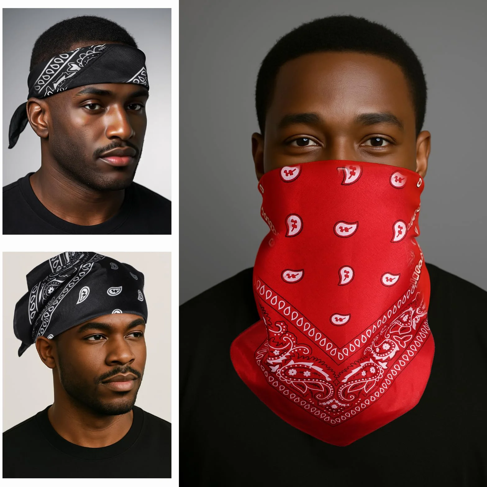 simarro 3 sztuki bandana chusta na głowę dla kobiet i mężczyzn, 55 x 55 cm, wzór paisley, chusta na szyję, pirata, kowbojski, chusta czworokątna, do nakrycia głowy, do włosów, szalika, nadgarstka