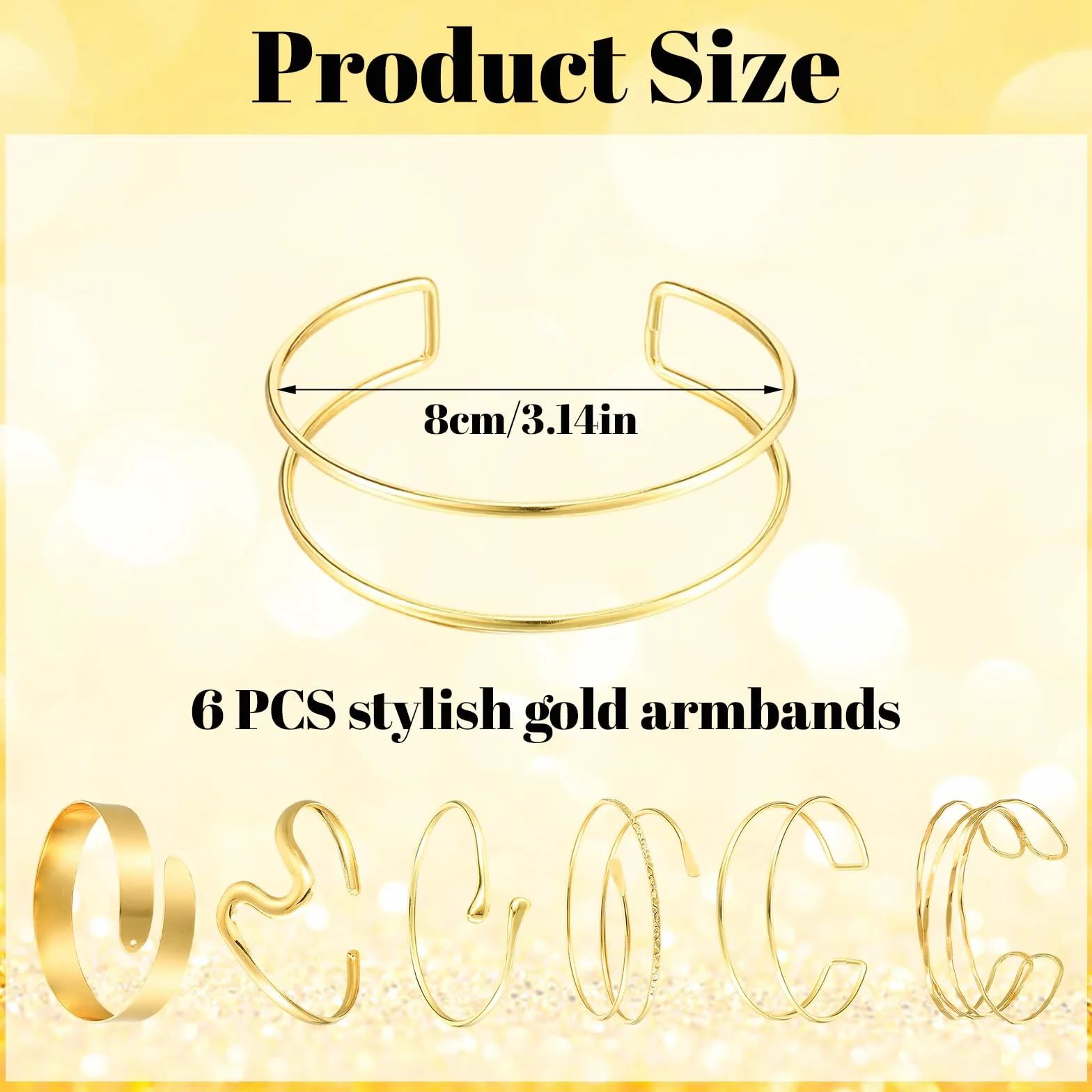Cobee 6 sztuk bransoletek na ramię, 8 cm, regulowana bransoletka damska, minimalistyczna bransoletka w stylu boho, punk, kręcona, zestaw delikatnych bransoletek dla dziewcząt