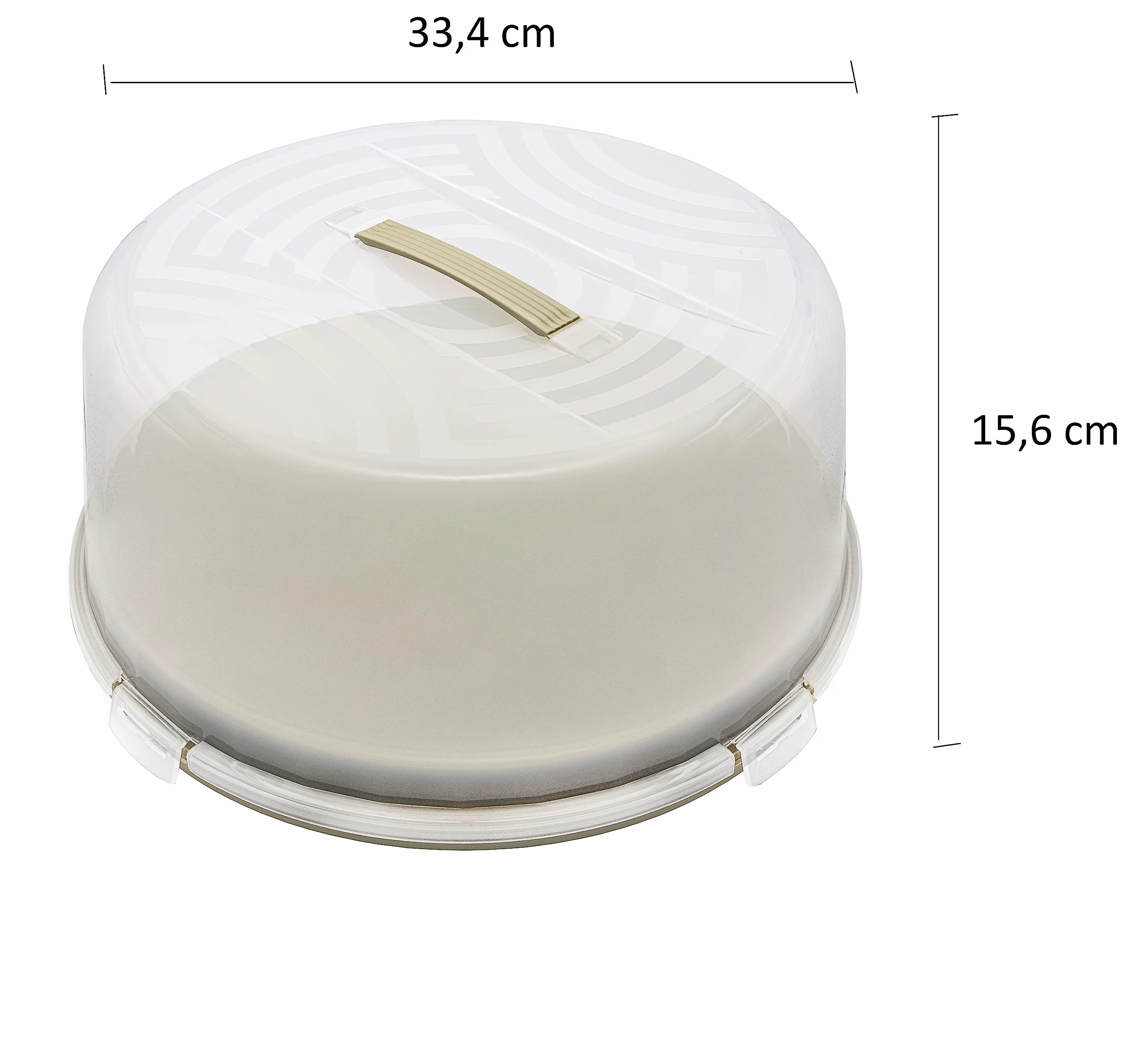 BranQ Home essential Joy okrągły pojemnik na ciasto z wysoką pokrywą i praktycznym uchwytem do noszenia, tworzywo sztuczne (PP), nie zawiera BPA, kolor szałwiowy/przezroczysty, 334 x 156 mm
