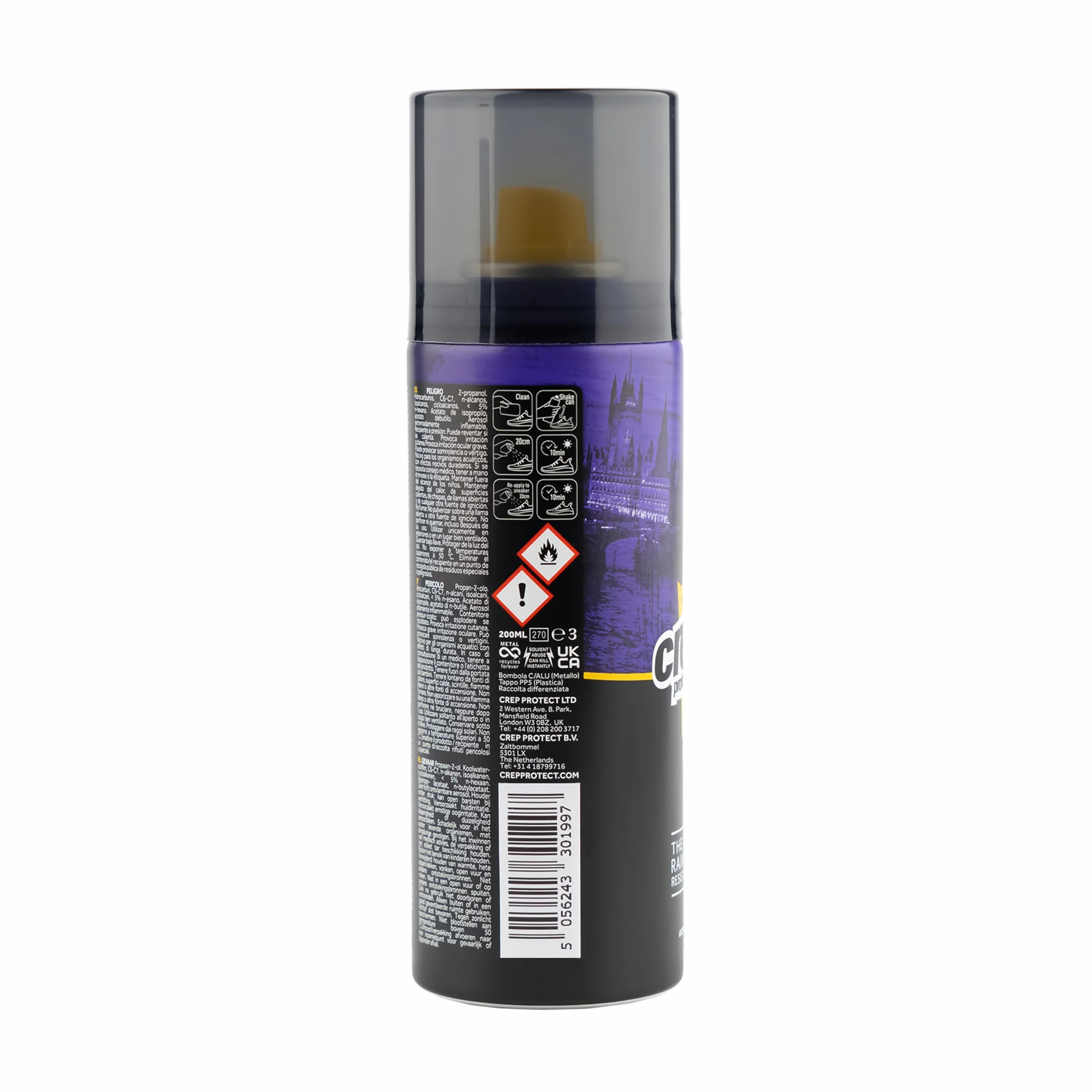 Crep Protect Spray Ochronny do Butów - 200ml Wodoodporna Nanoochrona przed Deszczem i Plamami dla Sneakersów, Skóry, Nubuku, Zamszu i Płótna