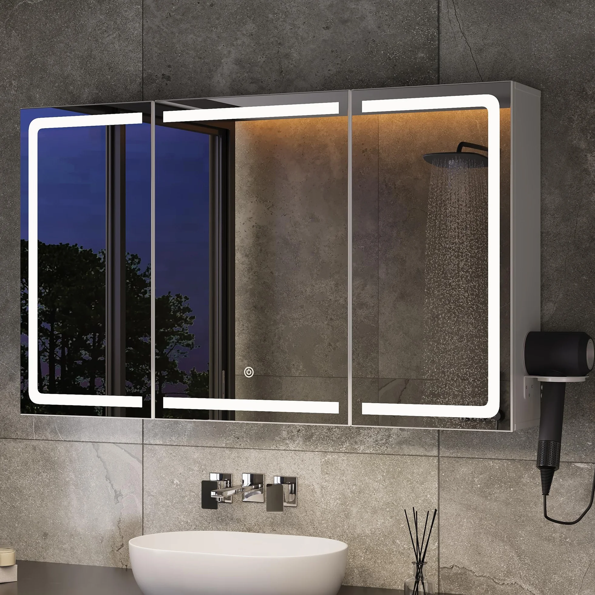 Xbro Szafka Lustroowa z Oświetleniem LED 100x16x60 cm Biała
