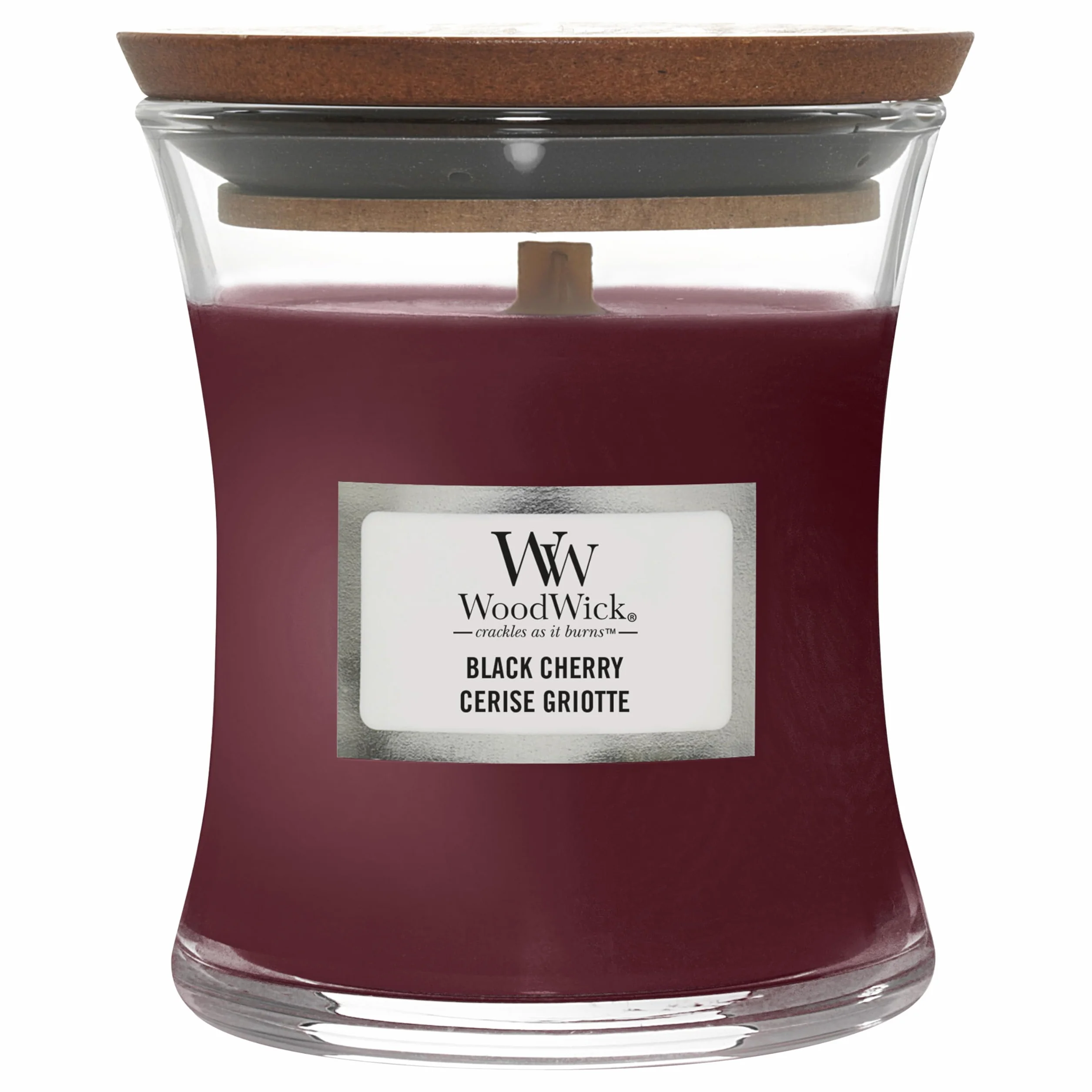 Woodwick Black Cherry Świeca Zapachowa, Bordowy, M