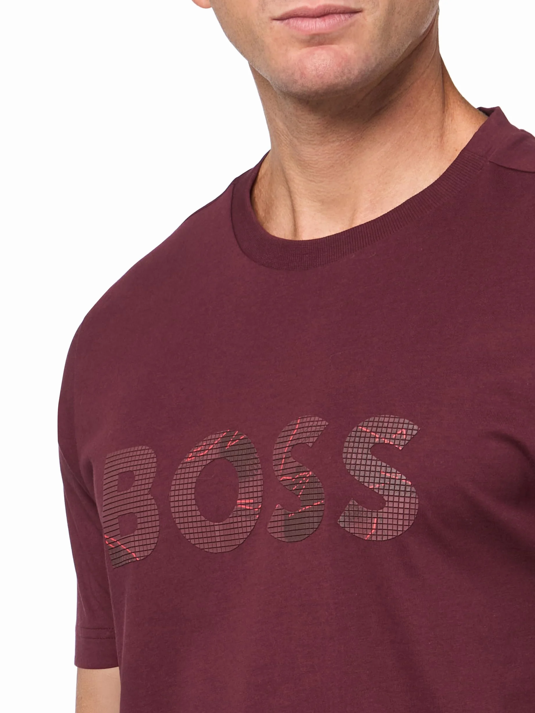 BOSS Bawełniana koszulka z dużym teksturowanym logo Mężczyźni Big Textured Logo Cotton T-shirt (1 w zestawie)