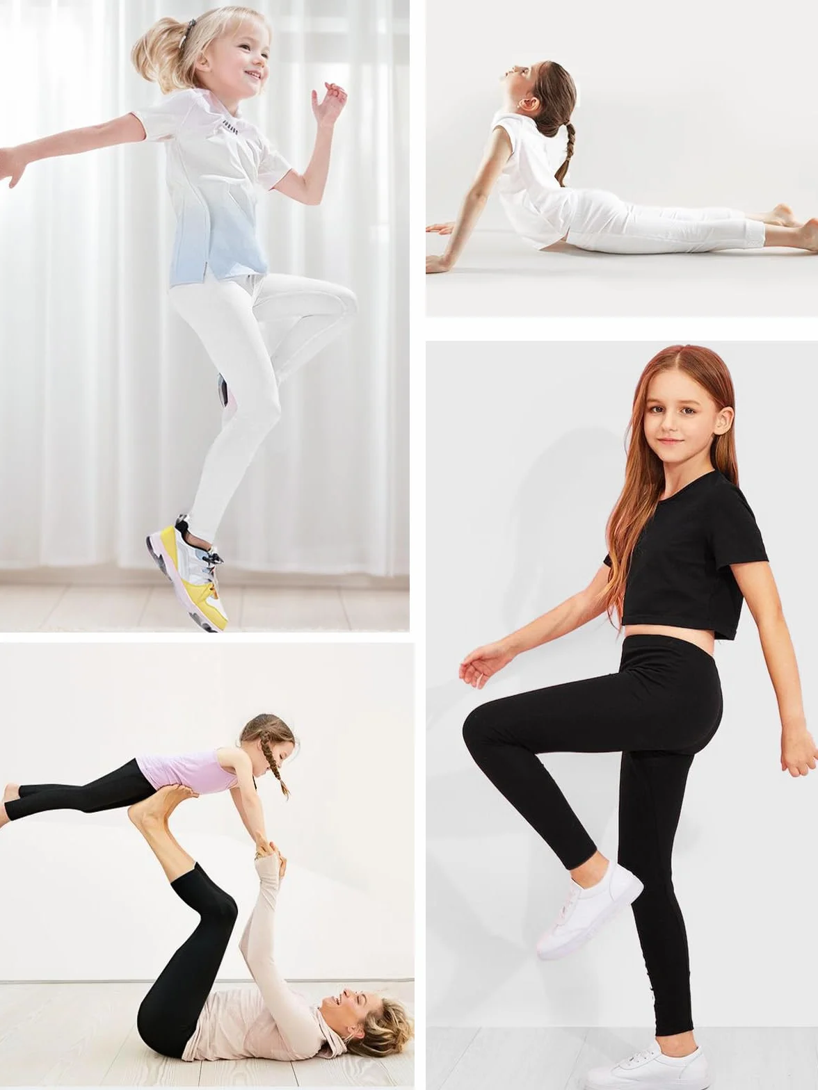 Soudittur Basic Legginsy dziewczęce spodnie sportowe bawełniane spodnie dziecięce długie