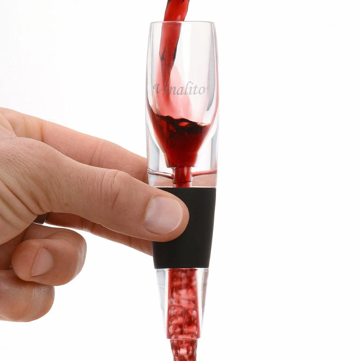 Vinalito mini podróżny aerator do wina i karafka z aksamitnym etui podróżnym, przezroczysty