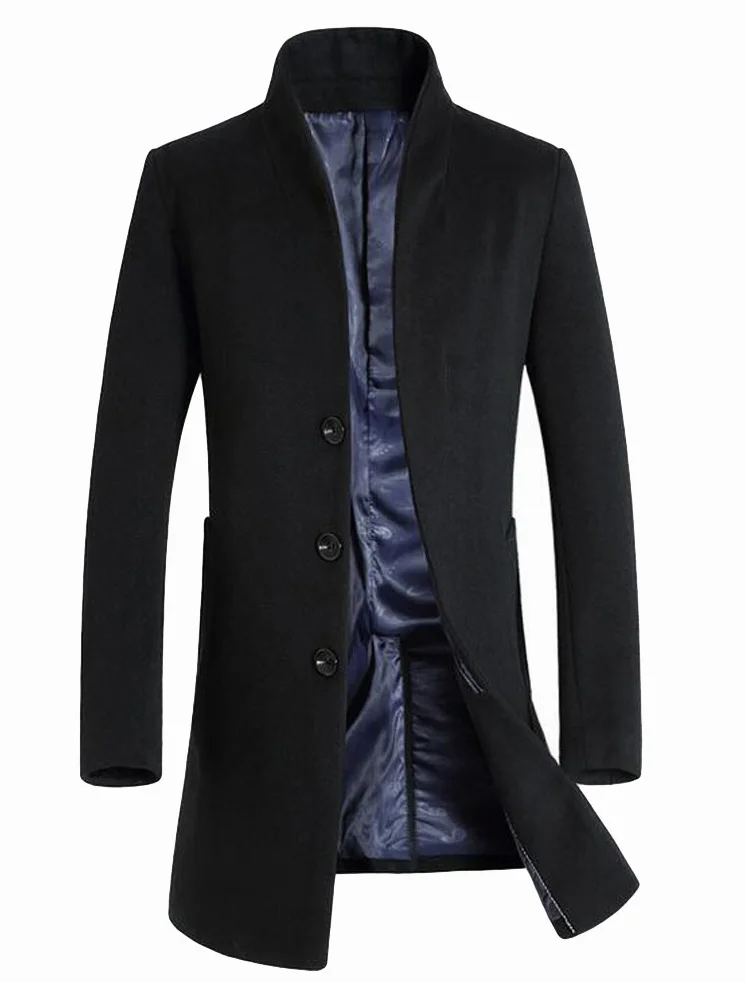 Vogstyle męski płaszcz wełniany, na co dzień, slim fit, trencz