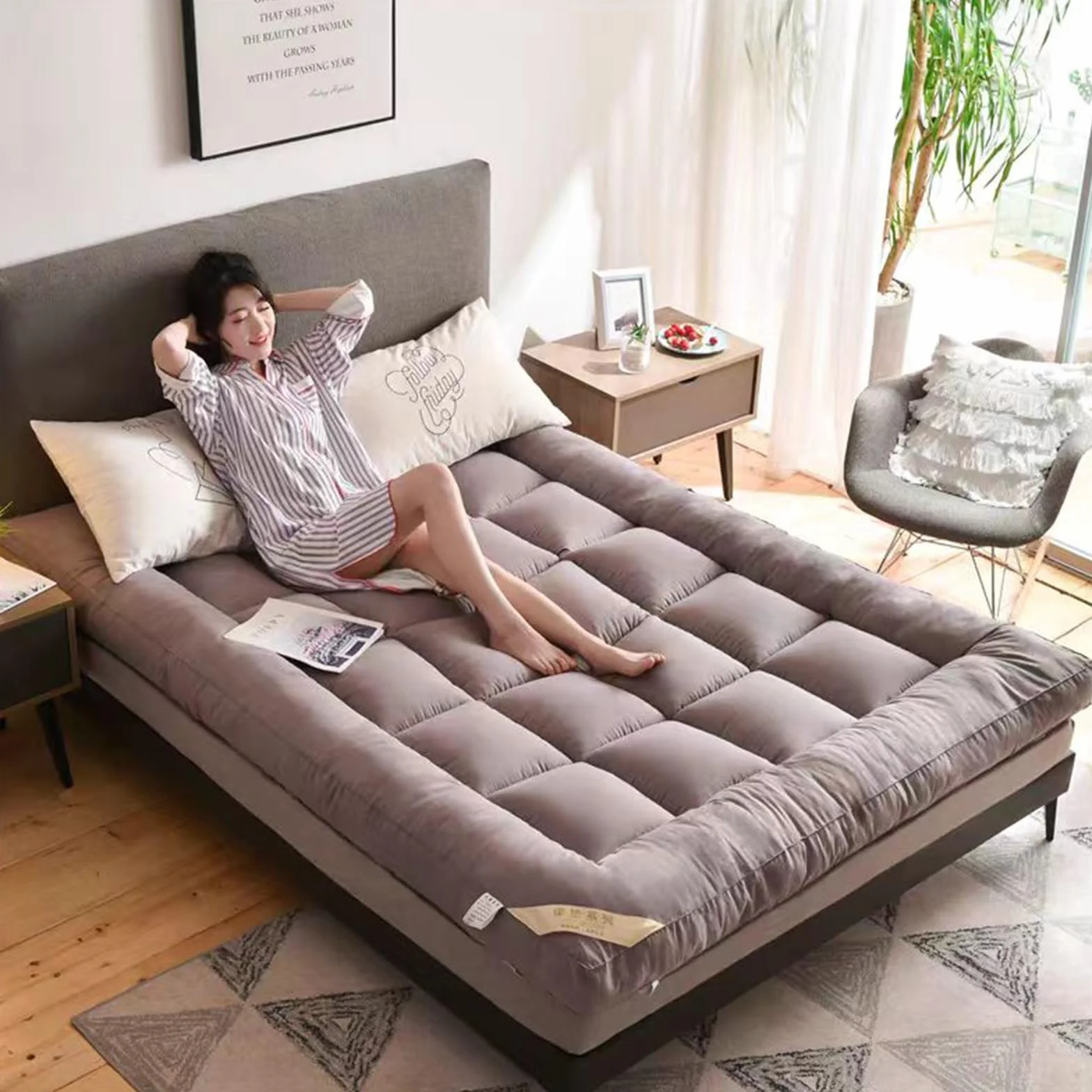 Materac podłogowy składany japoński futon tatami 10 cm 90x200 cm