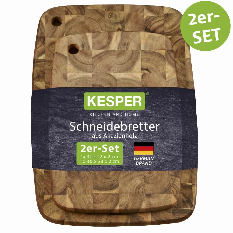 KESPER Deski do krojenia zestaw 2 sztuk drewno akacjowe 40x28x2 cm 32x22x2 cm brązowy