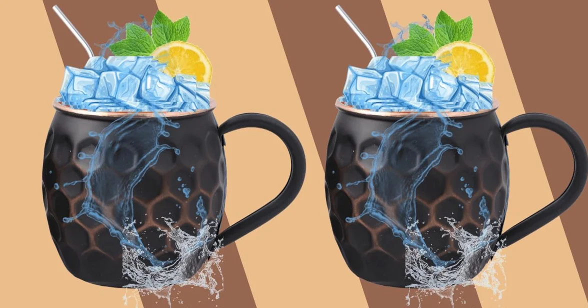 Staglife Moscow Mule czarny kubek o strukturze plastra miodu 473,6 g, zestaw 2 szt., z prawdziwej miedzi do picia mułów moskiewskich, ręcznie wykonane kubki miedziane, pudełko na prezent dla mężczyzn,