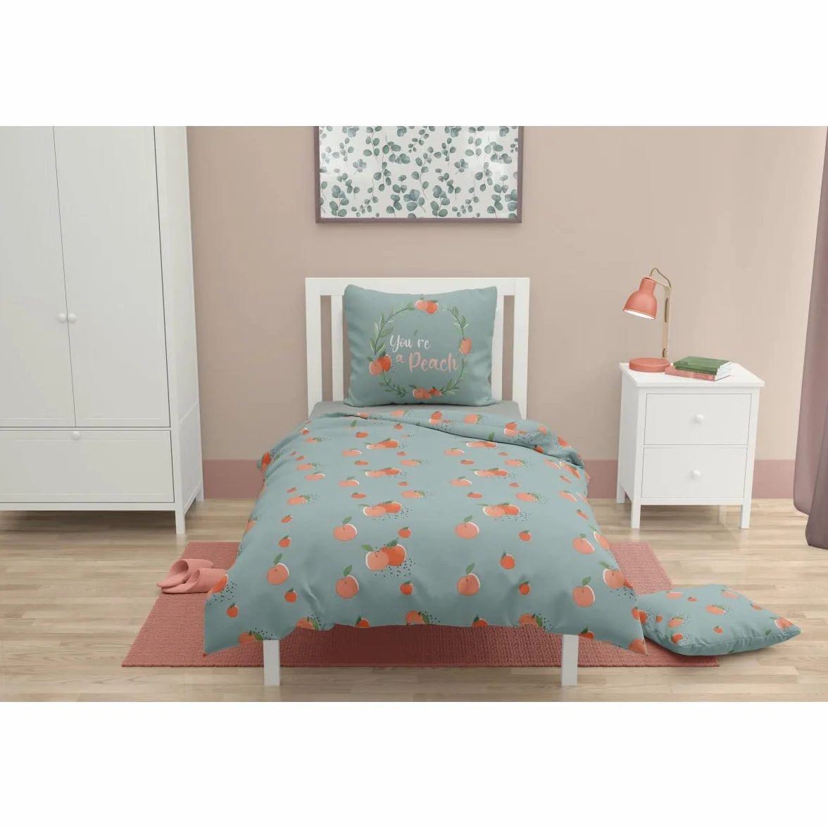 Home Linge Passion Komplet pościeli dziecięcej 100% bawełna 57 nitek 140 x 200 cm Peachy Water Green