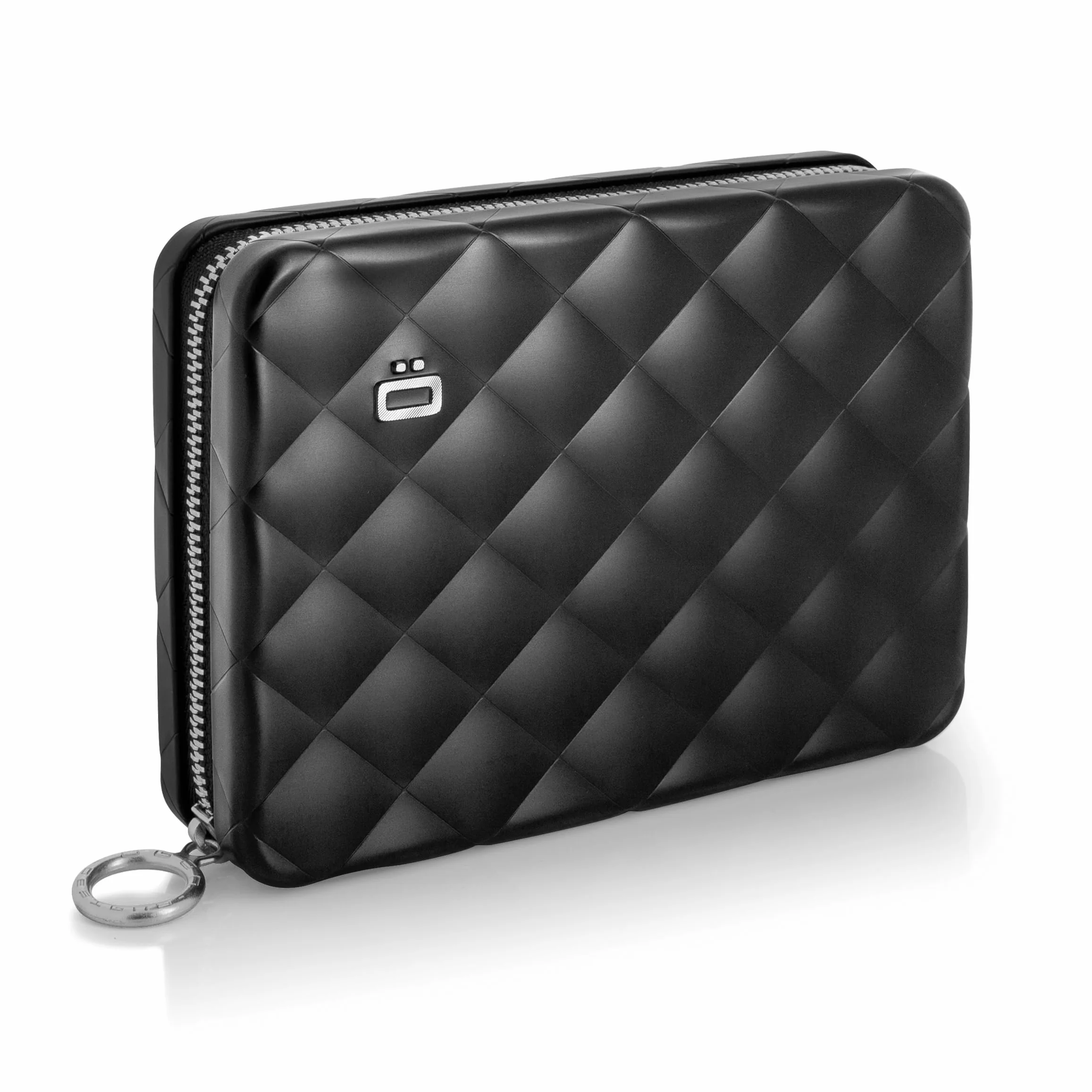ÖGON Aluminiowy portfel dla kobiet Lady Case Large - Portfel blokujący RFID - Do 10 kart, paszportów, monet i banknotów (Czarny)