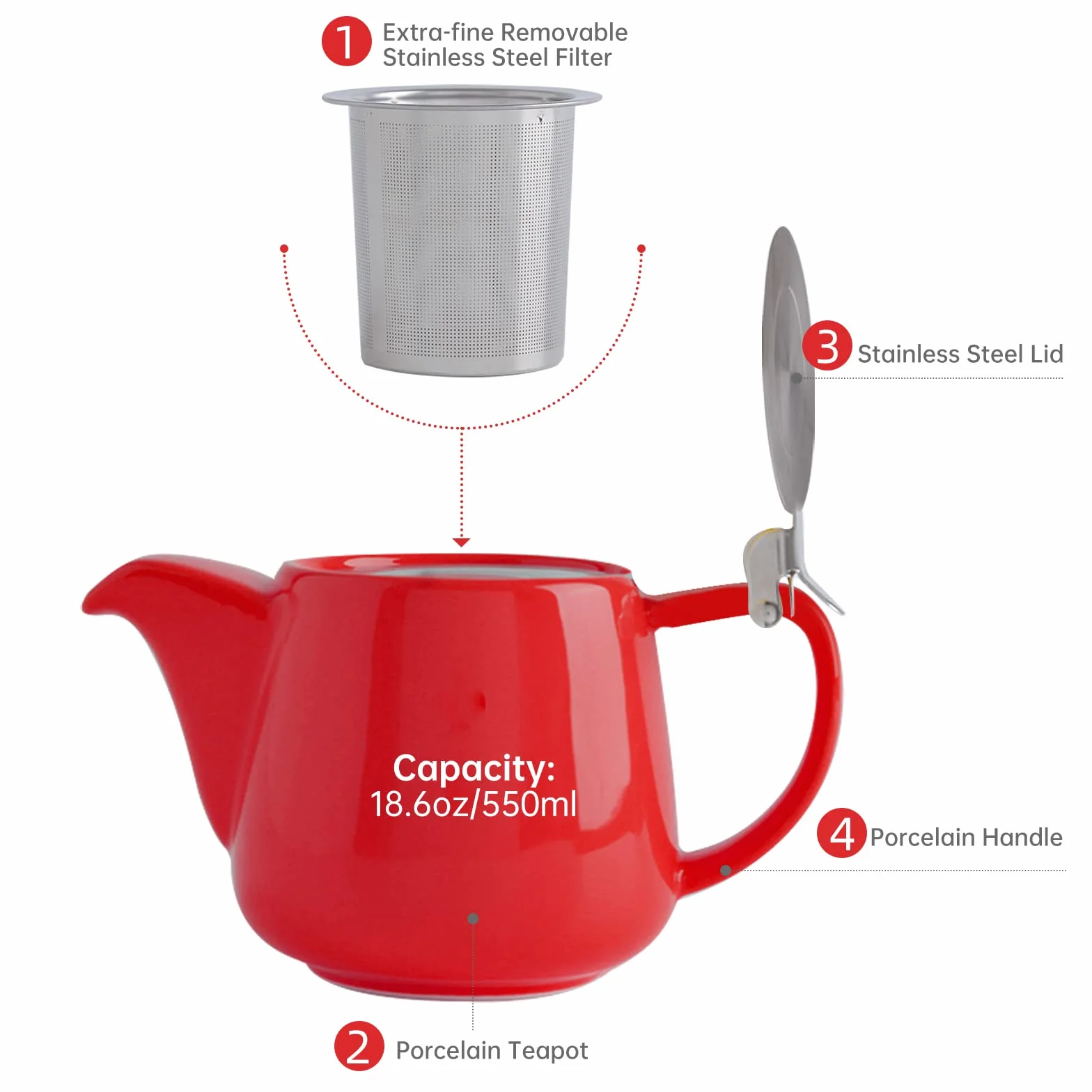 VIVILINEN Czajnik ceramiczny z wyjmowanym zaparzaczem 550 ml