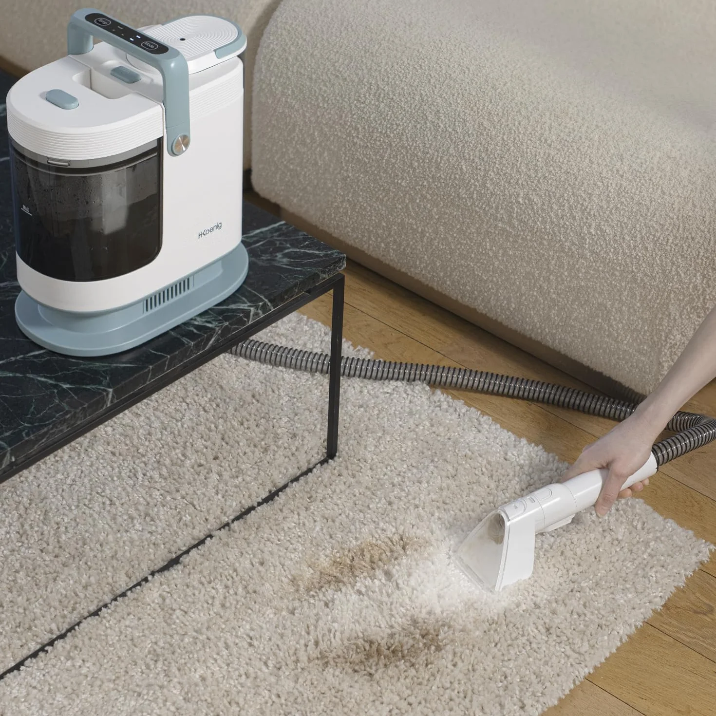 H.Koenig TWT99 1700 W Odkurzacz parowy do czyszczenia sofy z podwójnym zbiornikiem 1600 ml i 1250 ml