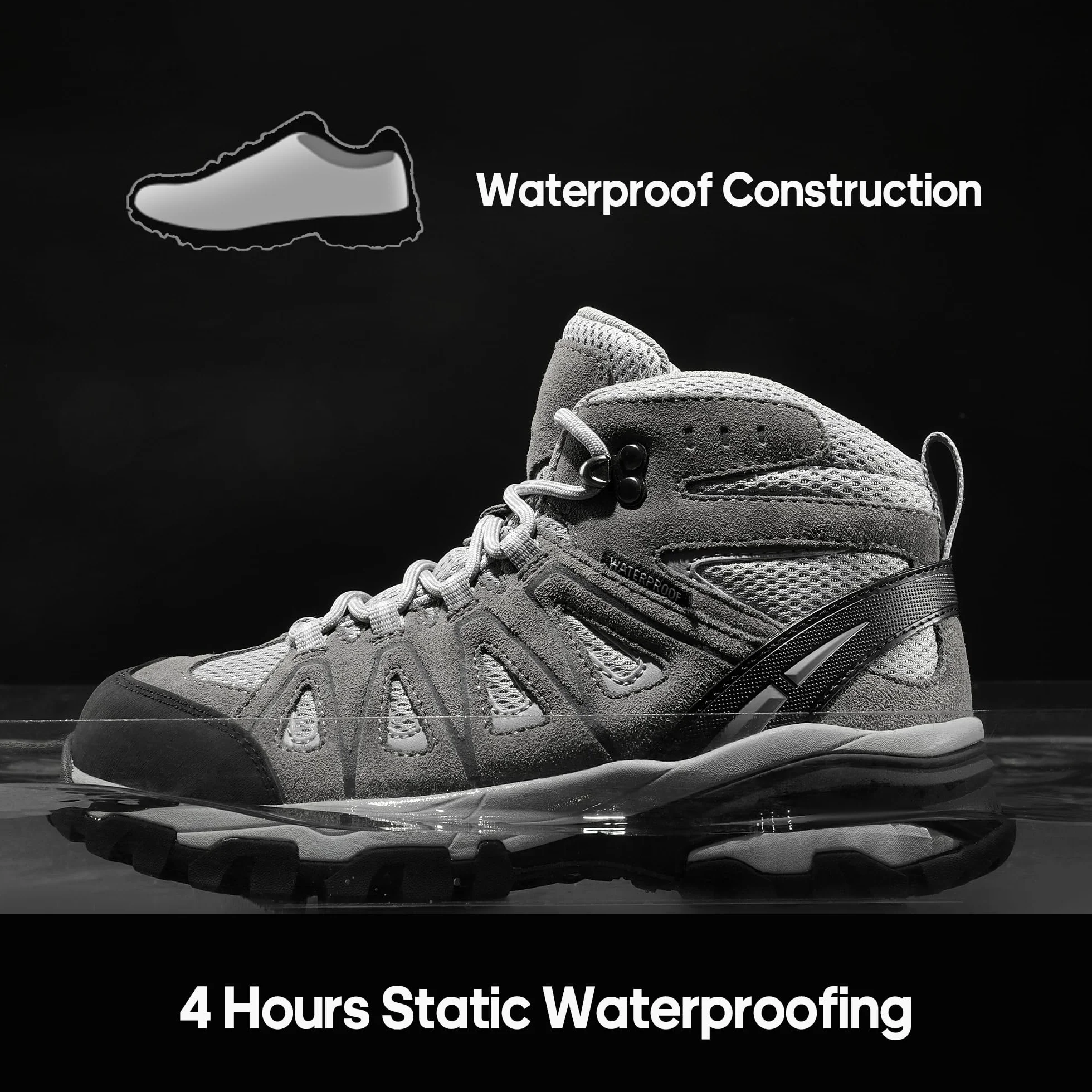 NORTIV 8 Damskie wodoodporne buty turystyczne outdoorowe szlak trekkingowy kemping buty turystyczne, jasnoszary, 7
