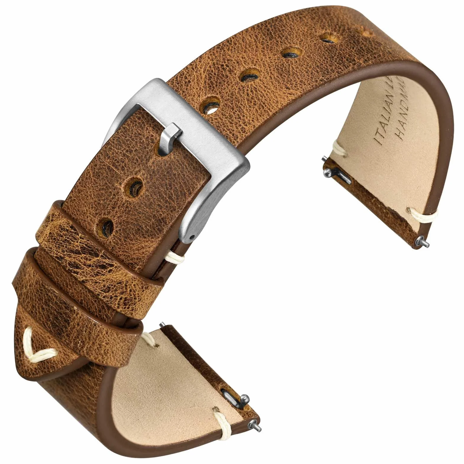 Annefit Pasek do zegarka dla mężczyzn i kobiet vintage, włoska skóra retro, pasek wymienny z szybkim uwalnianiem, 18 mm, 20 mm, 22 mm