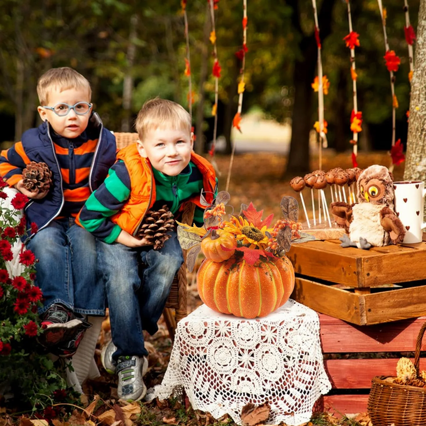 Sztuczne dynie dekoracja jesienna na stół do domu Halloween