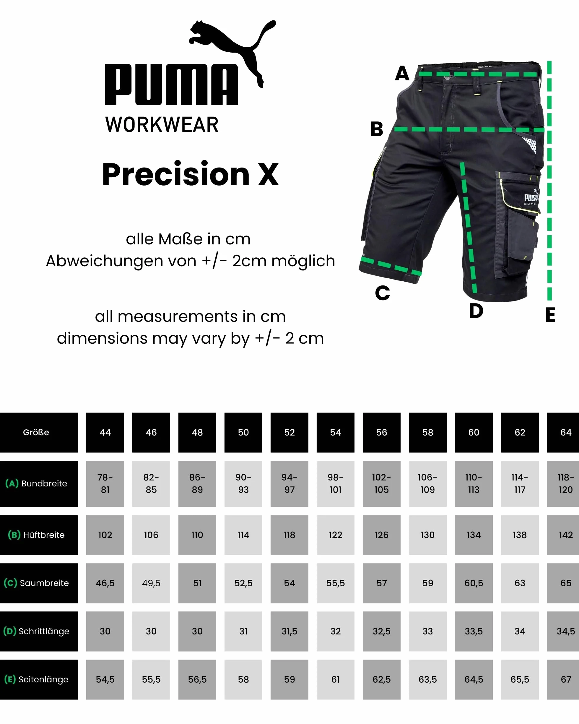 PUMA WORK WEAR Szorty robocze premium z wieloma kieszeniami i wzmocnionym materiałem