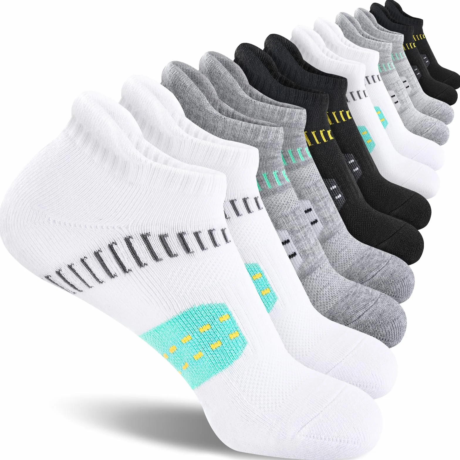 EconioSockenDamskie skarpety do sneakersów, 6/12 par, antypęcherzowe, wyściełane, oddychające skarpety sportowe do kostki, rozmiary 35-38 i 39-42